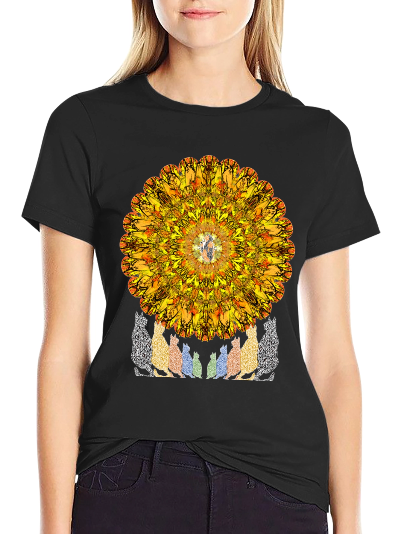 Mandala Cat Lover T-Shirt - Artistic Graphic Tee