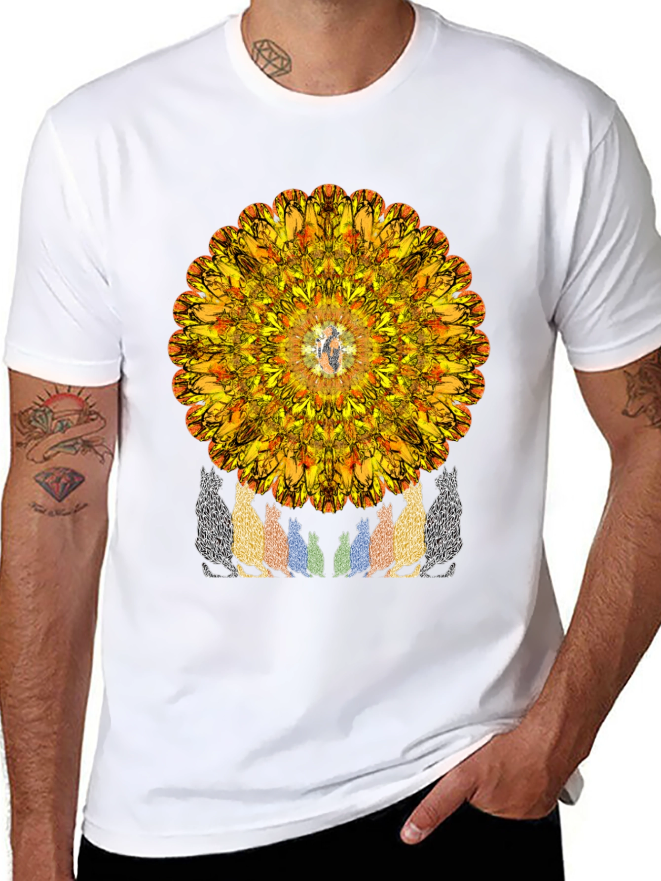 Mandala Cat Lover T-Shirt - Artistic Graphic Tee