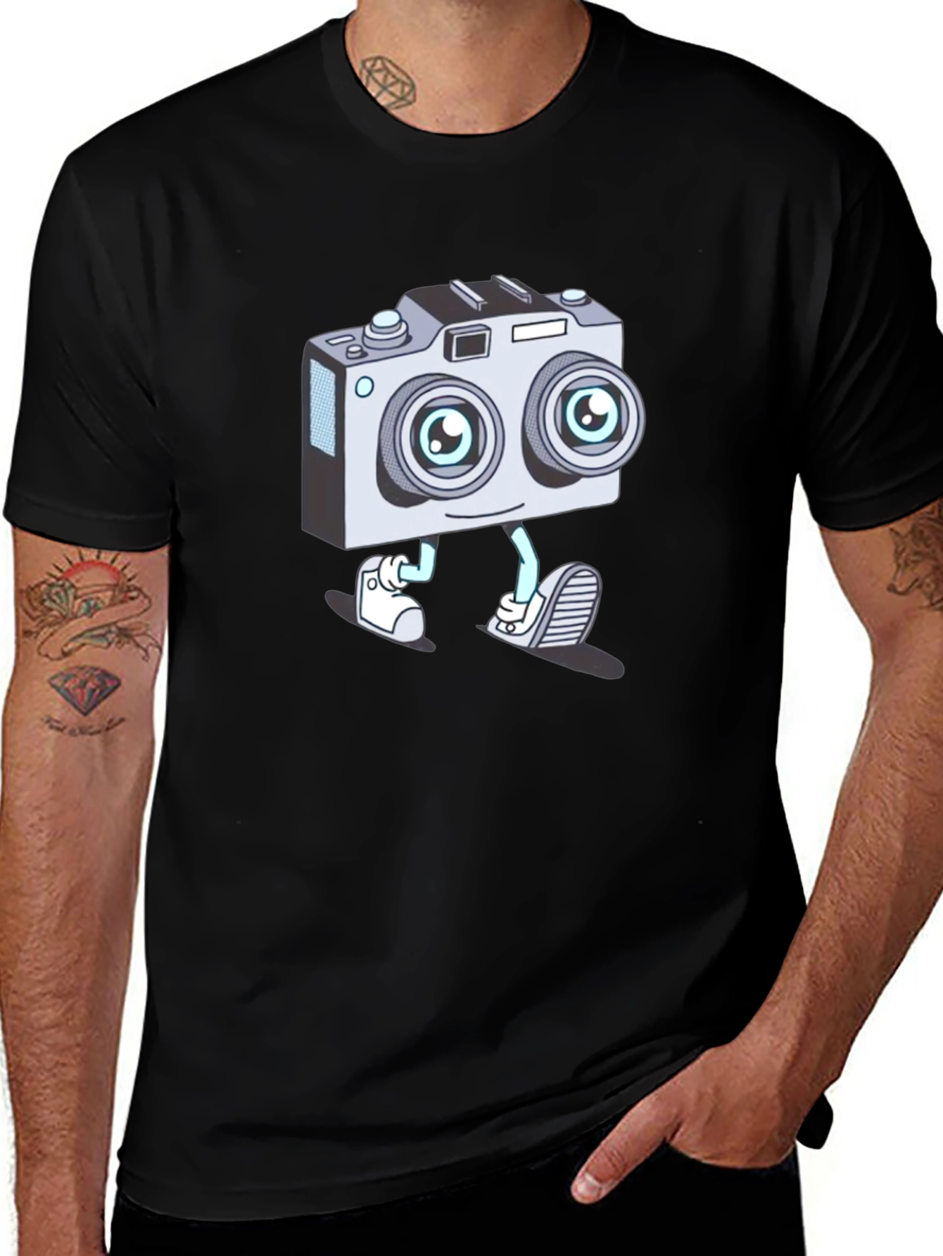 Cartoon Camera Character T-Shirt