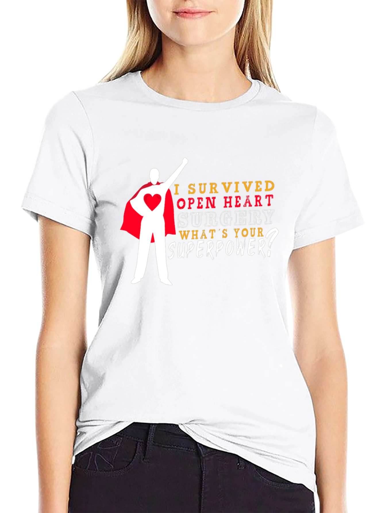 Open Heart Surgery Survivor Superhero T-Shirt