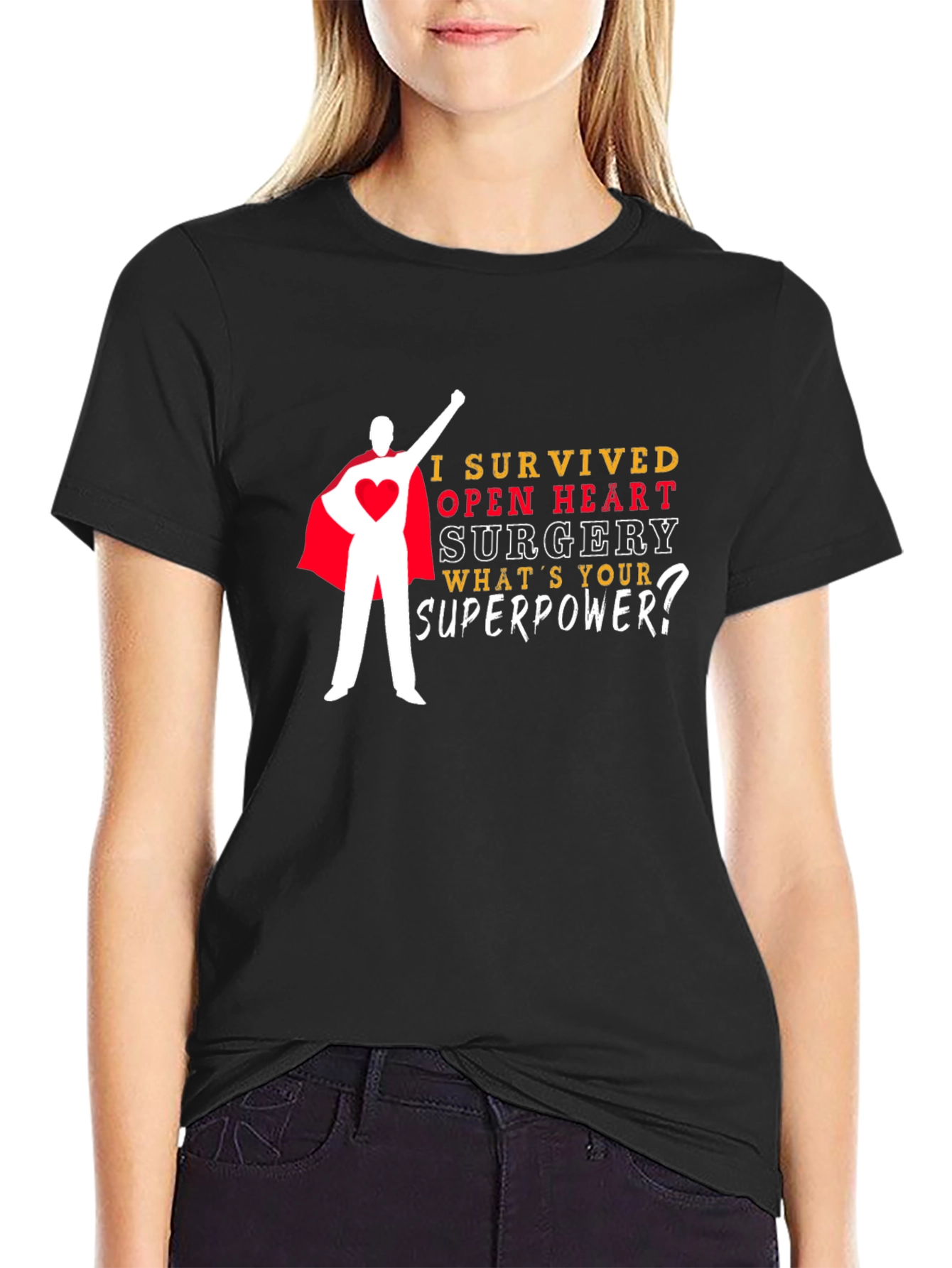 Open Heart Surgery Survivor Superhero T-Shirt