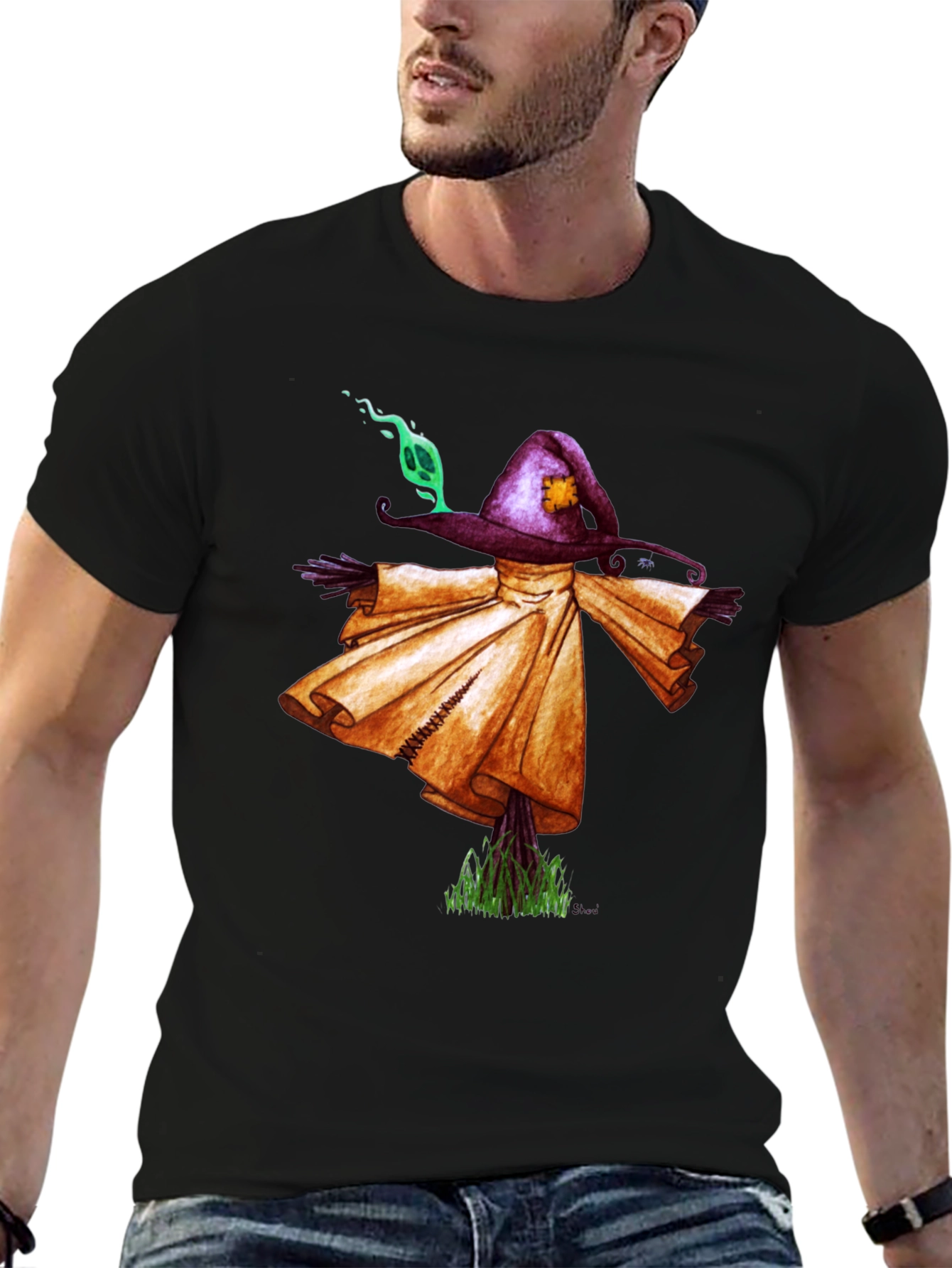 Scarecrow Graphic Tee - Unique Spooky Shirt