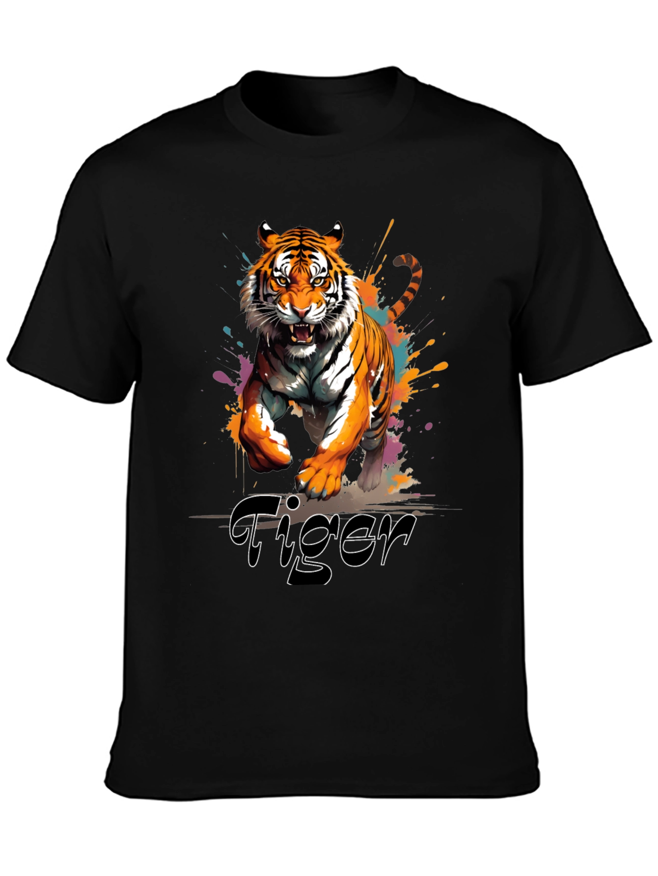 Tiger Graphic Print Crew Neck T-Shirt