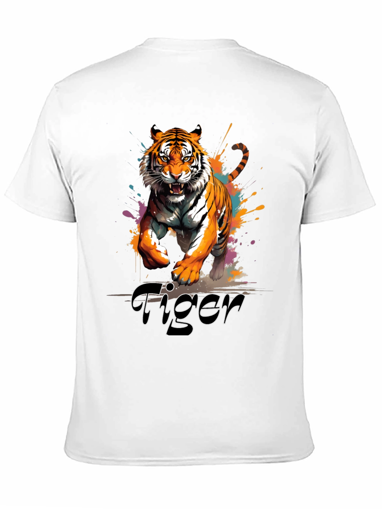 Tiger Graphic Print Crew Neck T-Shirt