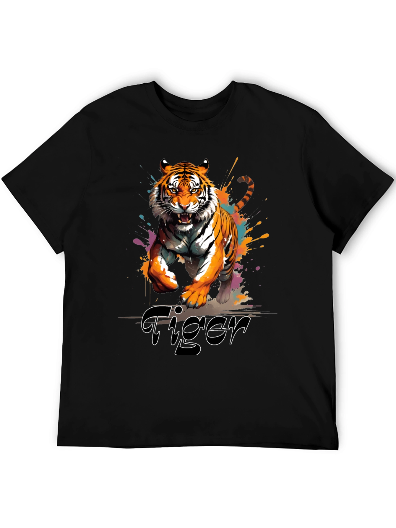 Tiger Graphic Print Crew Neck T-Shirt