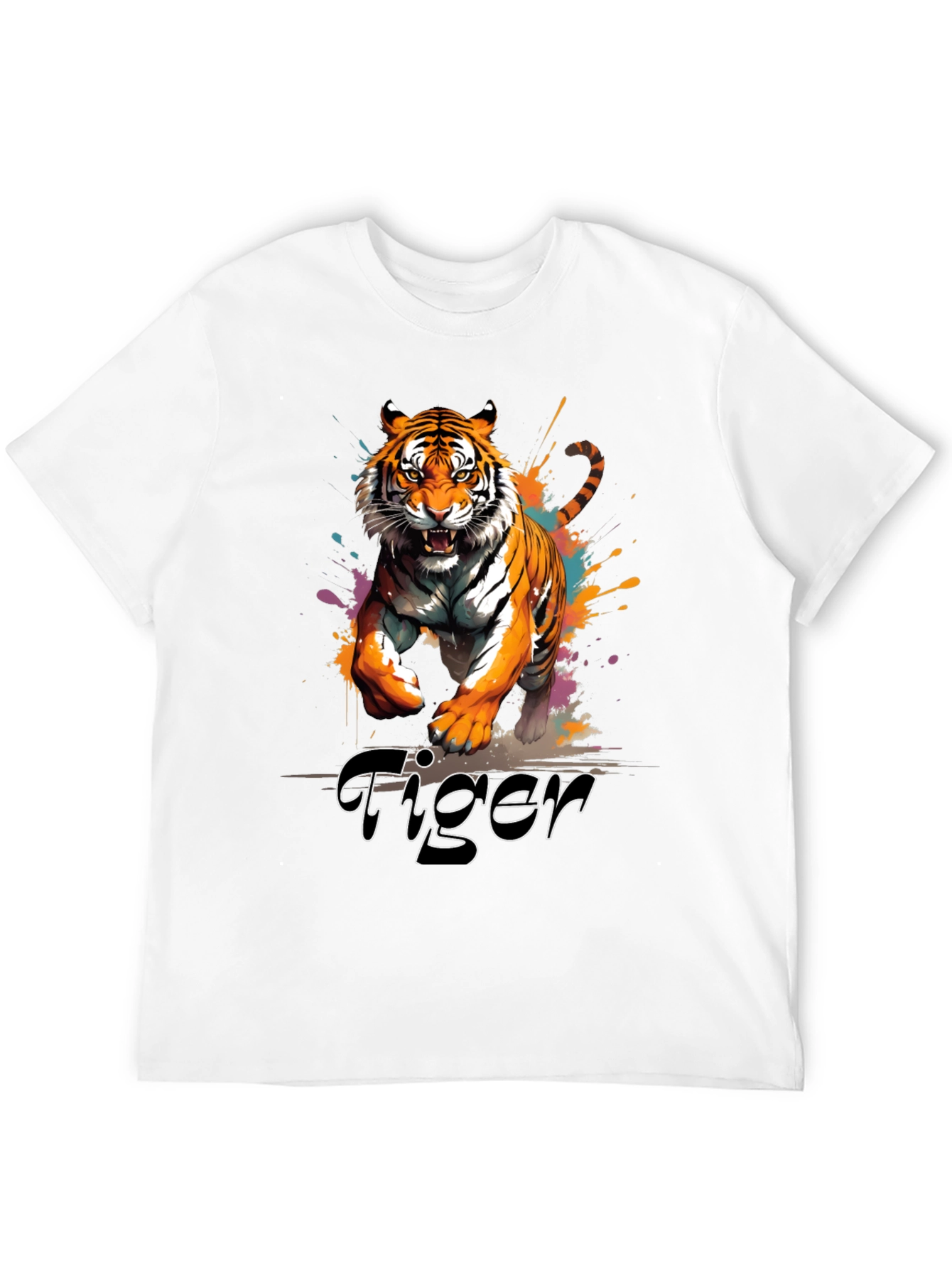 Tiger Graphic Print Crew Neck T-Shirt