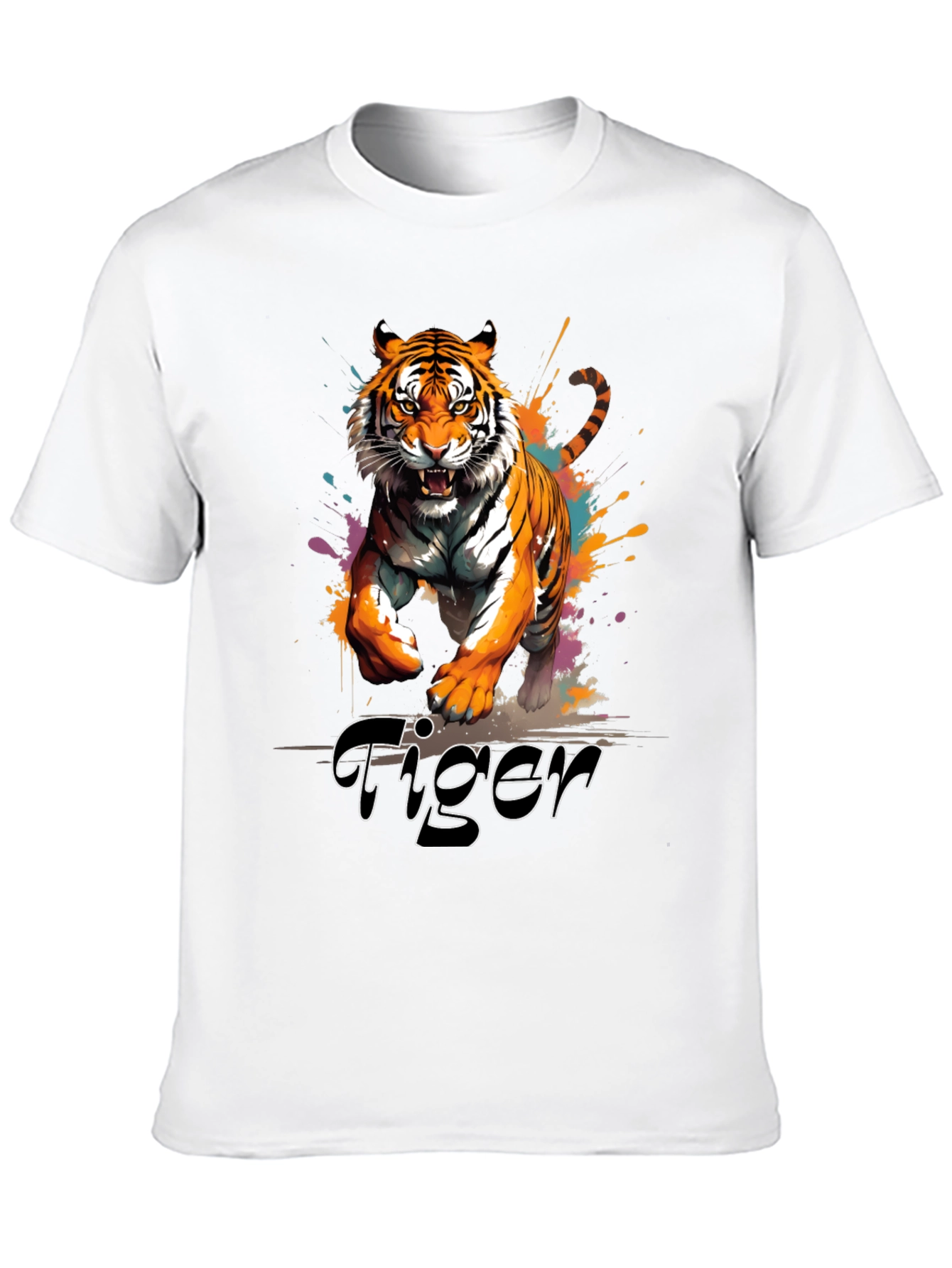 Tiger Graphic Print Crew Neck T-Shirt