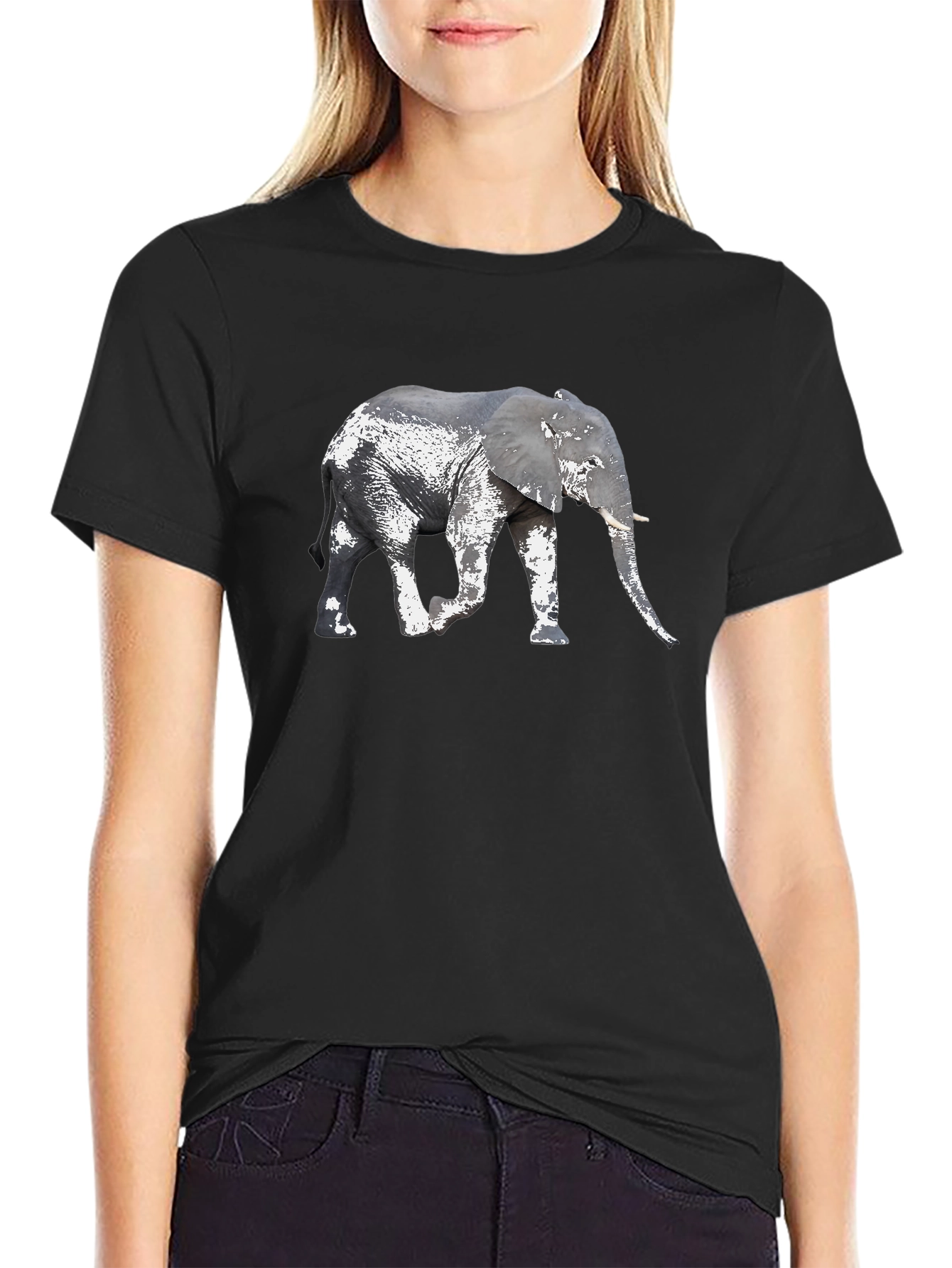 Elephant Graphic Tee - Black Short Sleeve Shirt