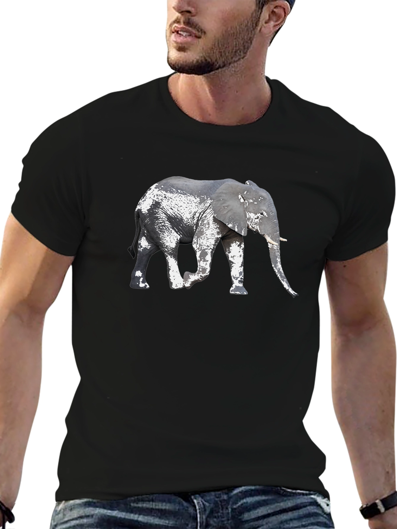 Elephant Graphic Tee - Black Short Sleeve Shirt