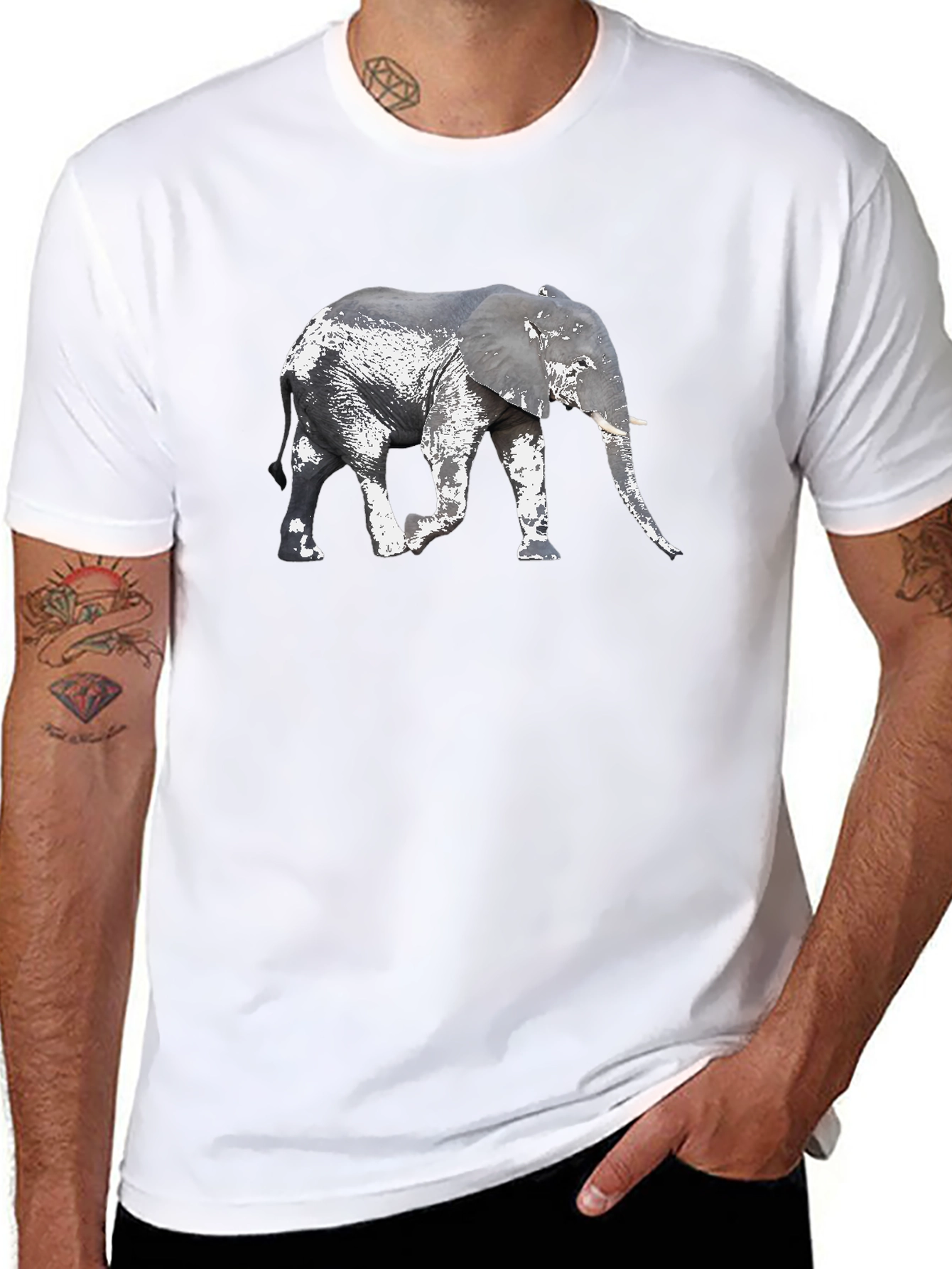 Elephant Graphic Tee - Black Short Sleeve Shirt