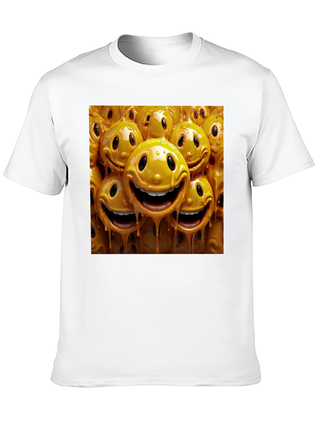 Smiley Face Drip Graphic Tee - Funky Style