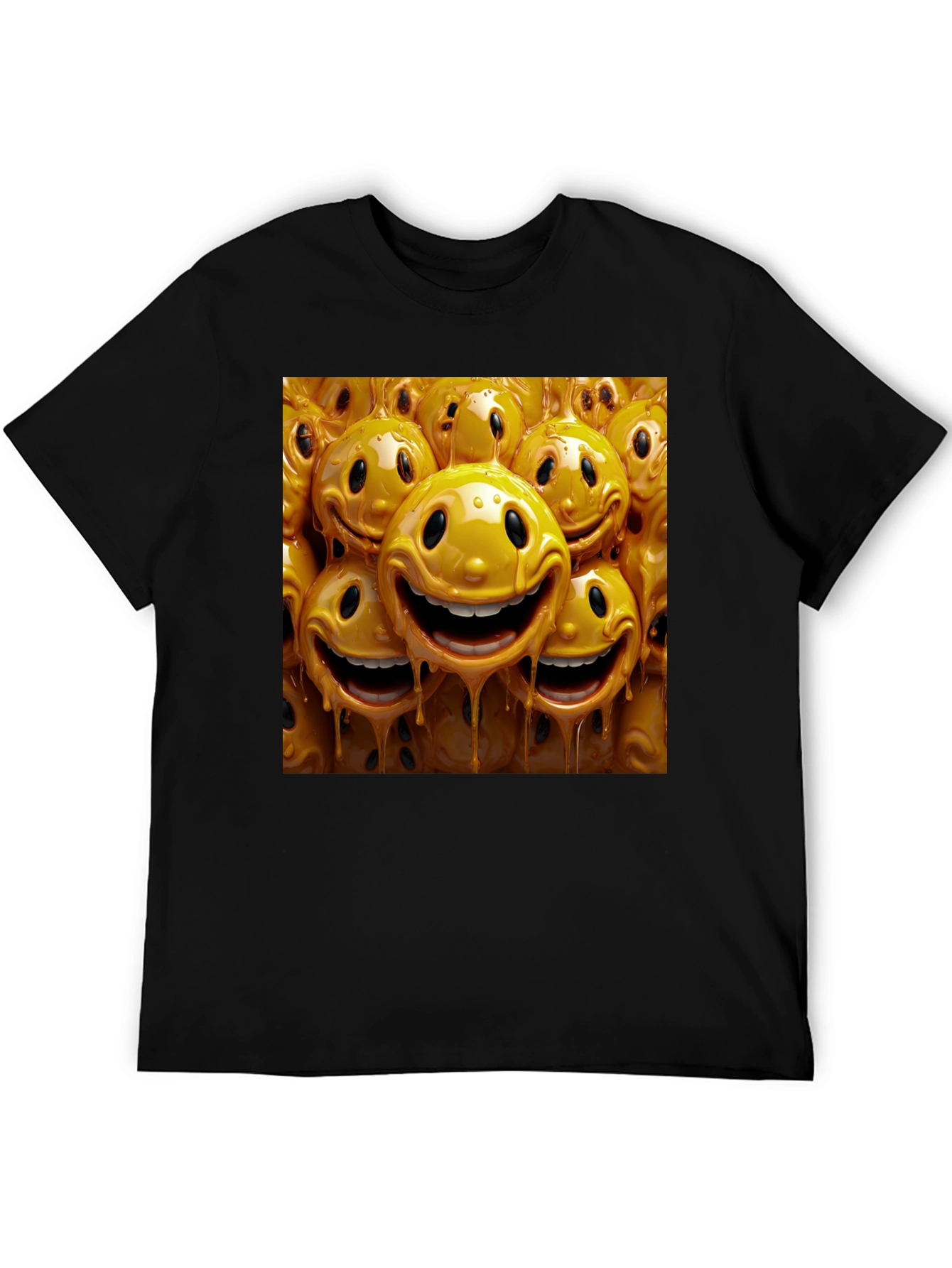 Smiley Face Drip Graphic Tee - Funky Style