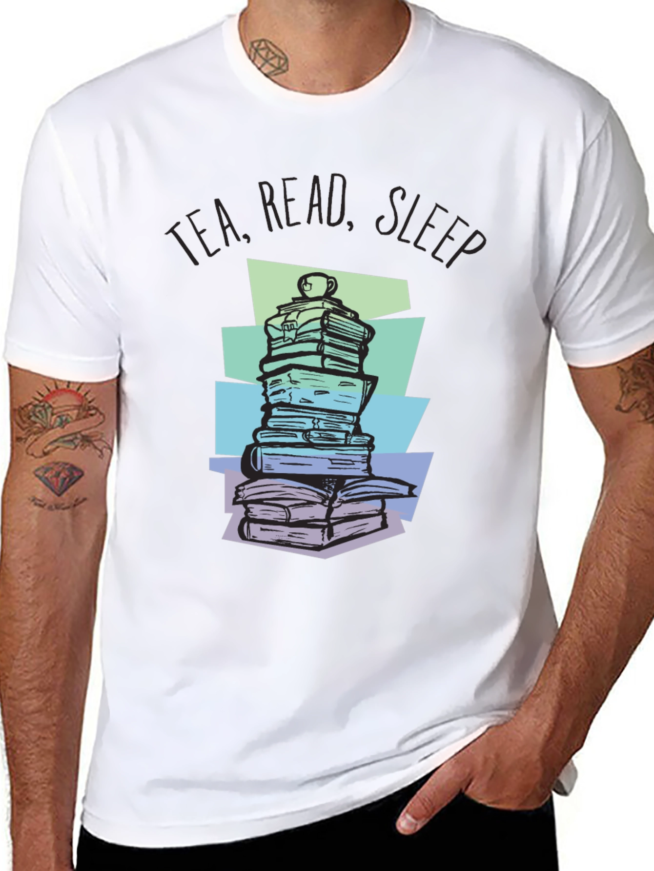 Tea Read Sleep Stacked Book T-Shirt