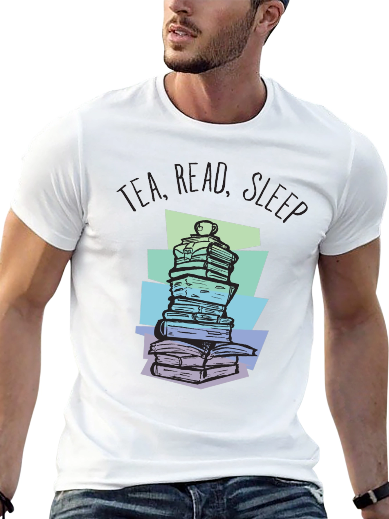 Tea Read Sleep Stacked Book T-Shirt