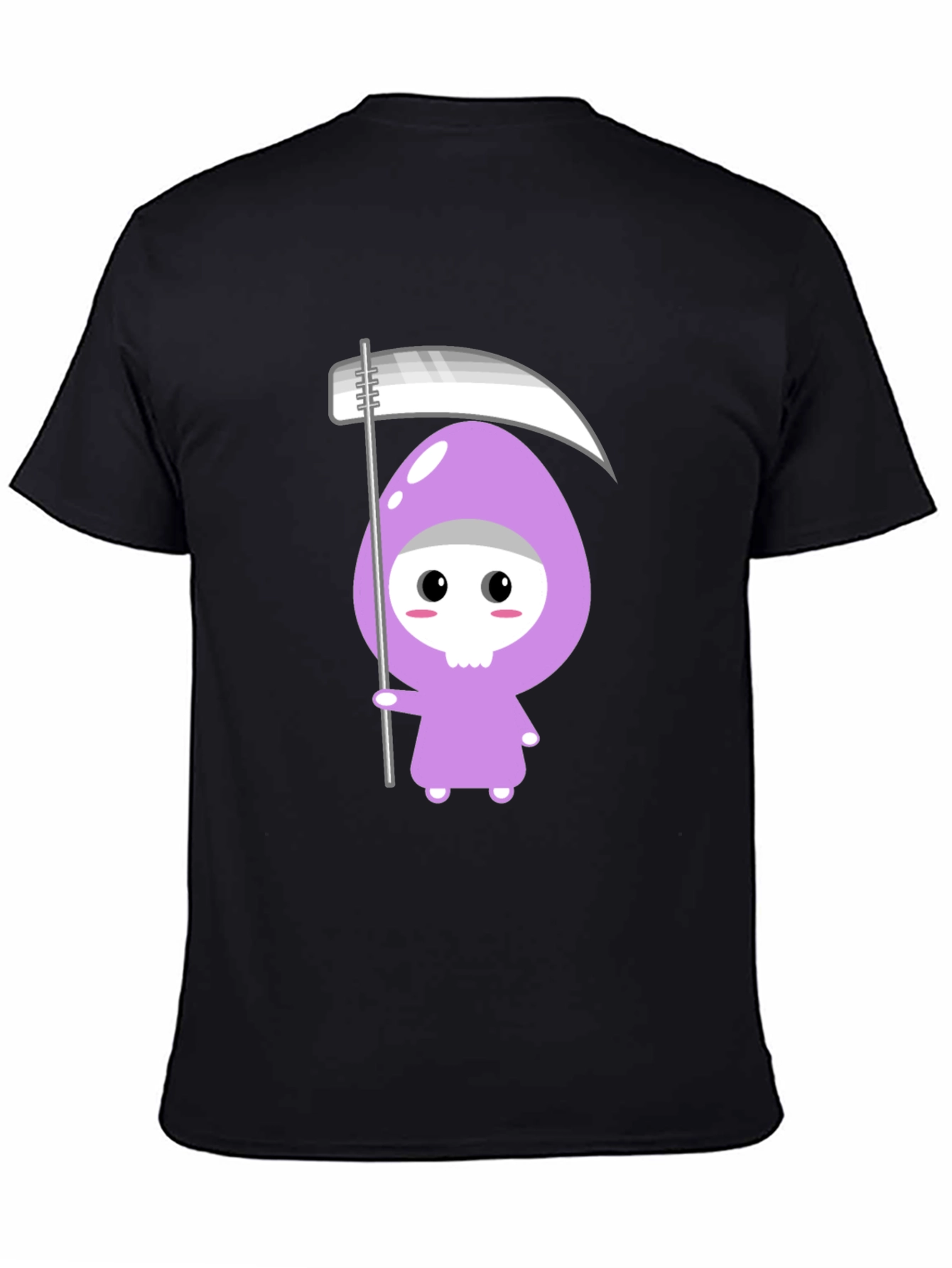 Cute Grim Reaper Graphic T-Shirt - Black Cotton Tee