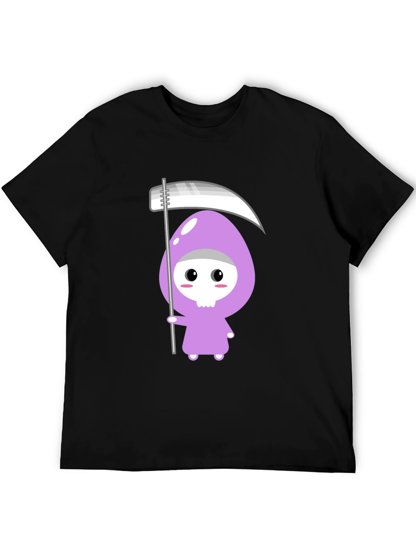 Cute Grim Reaper Graphic T-Shirt - Black Cotton Tee