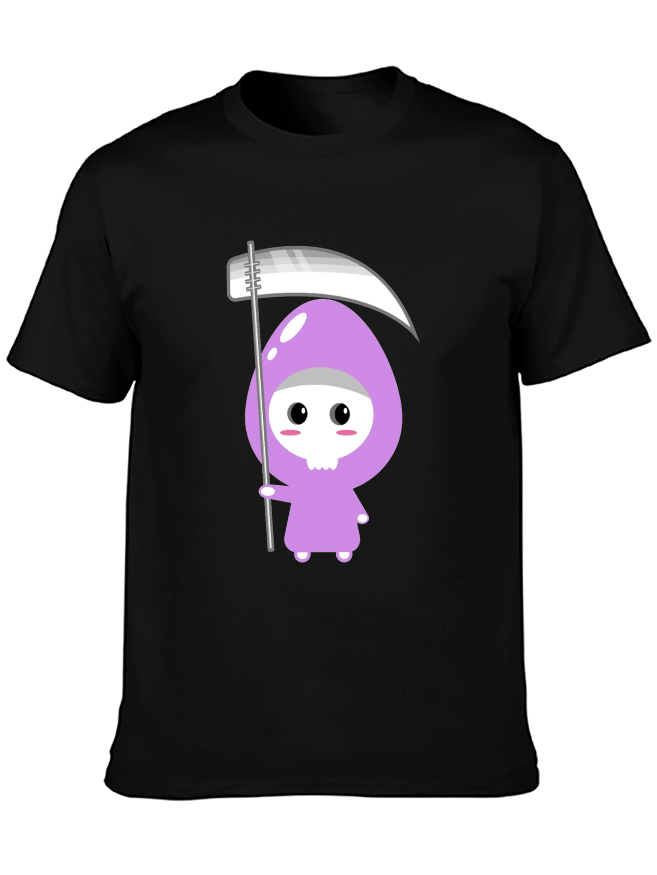 Cute Grim Reaper Graphic T-Shirt - Black Cotton Tee