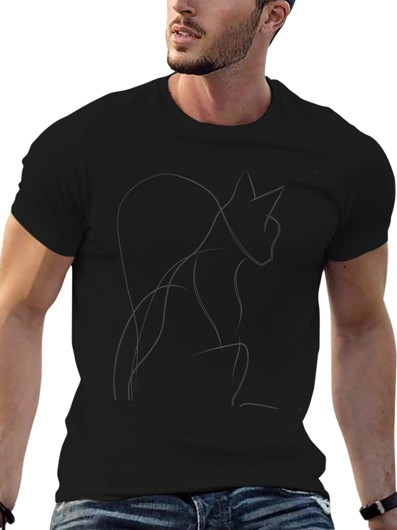Mens Black T-Shirt - Abstract Design