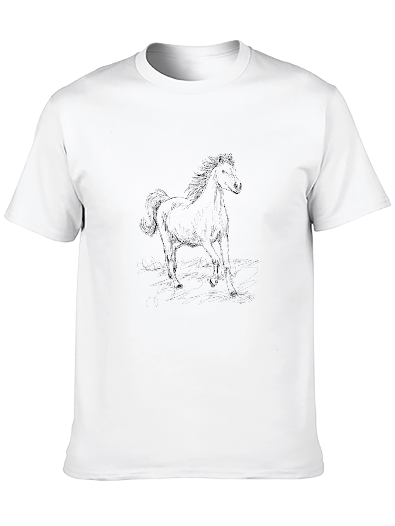 Mens Black Horse Sketch Graphic Tee