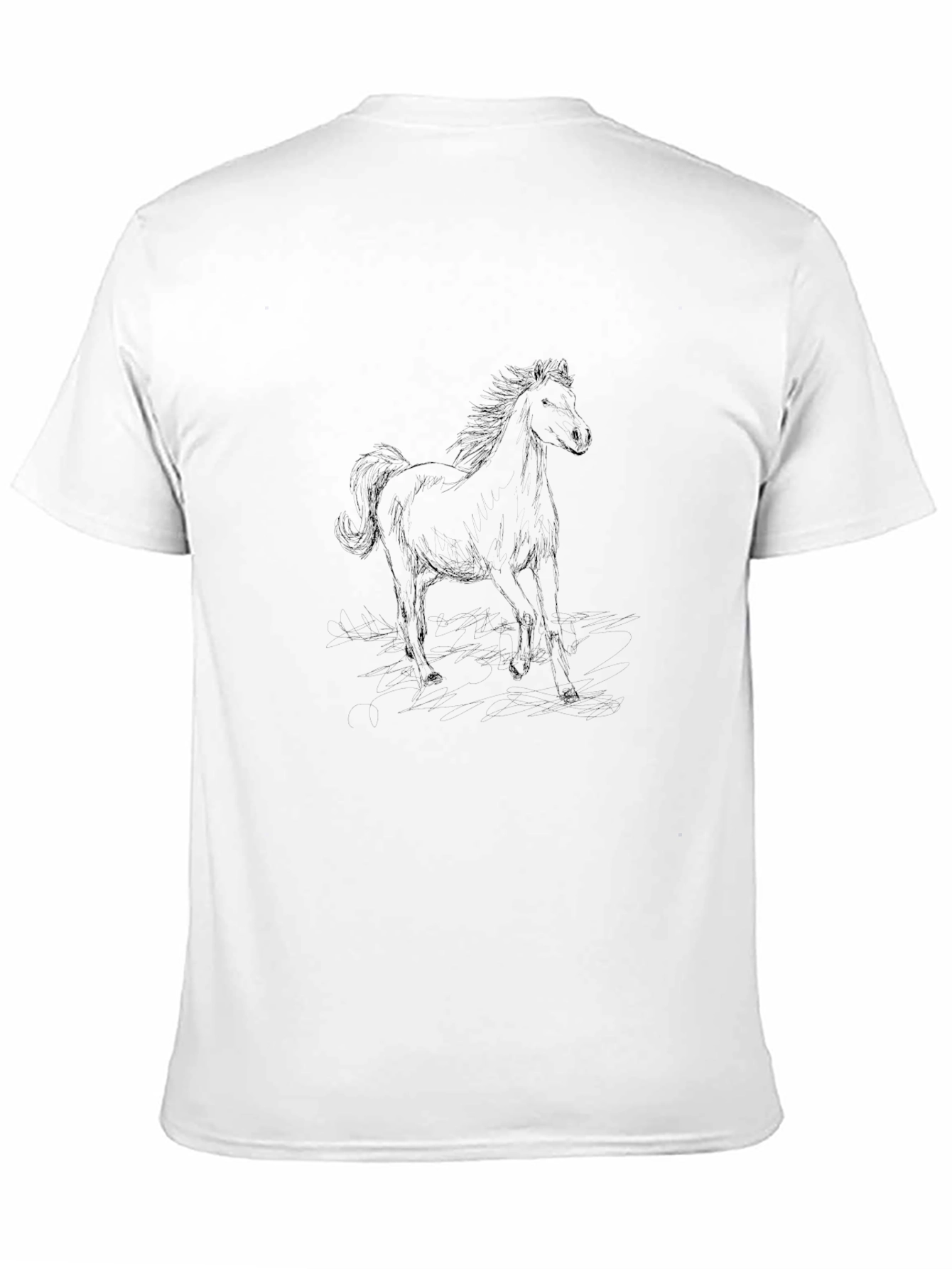 Mens Black Horse Sketch Graphic Tee