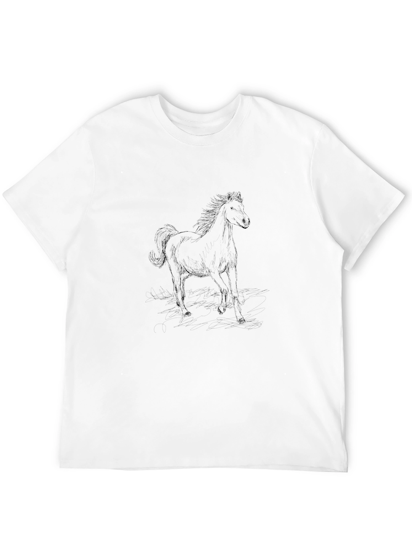 Mens Black Horse Sketch Graphic Tee