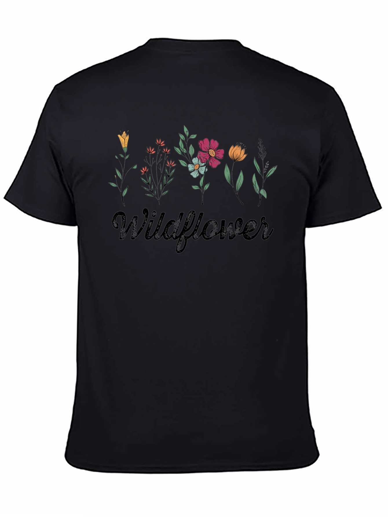 Wildflower Graphic Print Black T-Shirt