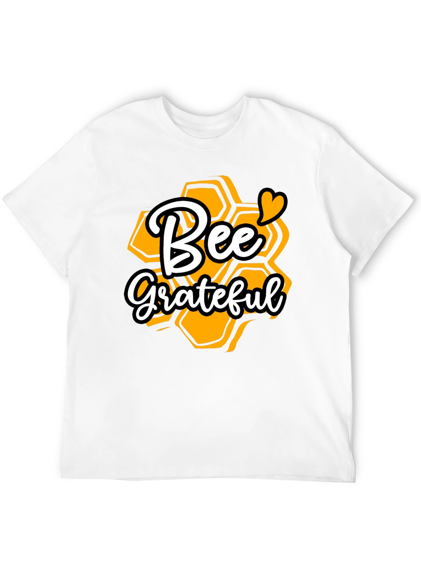 Bee Grateful Graphic T-Shirt - Honeycomb Design