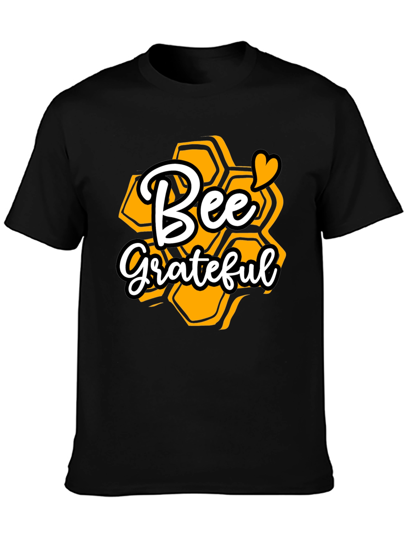 Bee Grateful Graphic T-Shirt - Honeycomb Design