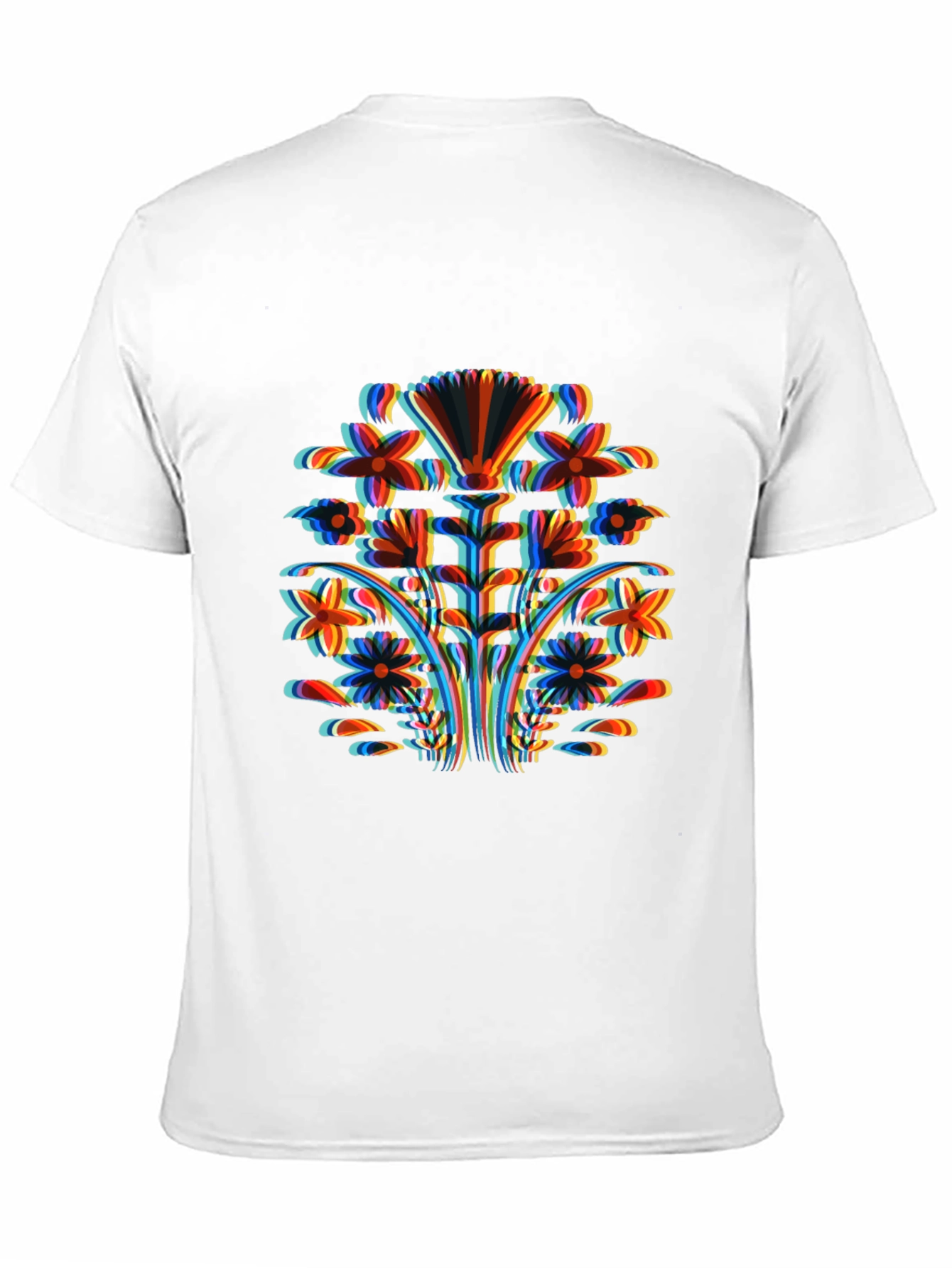 Abstract Floral Print Black T-Shirt