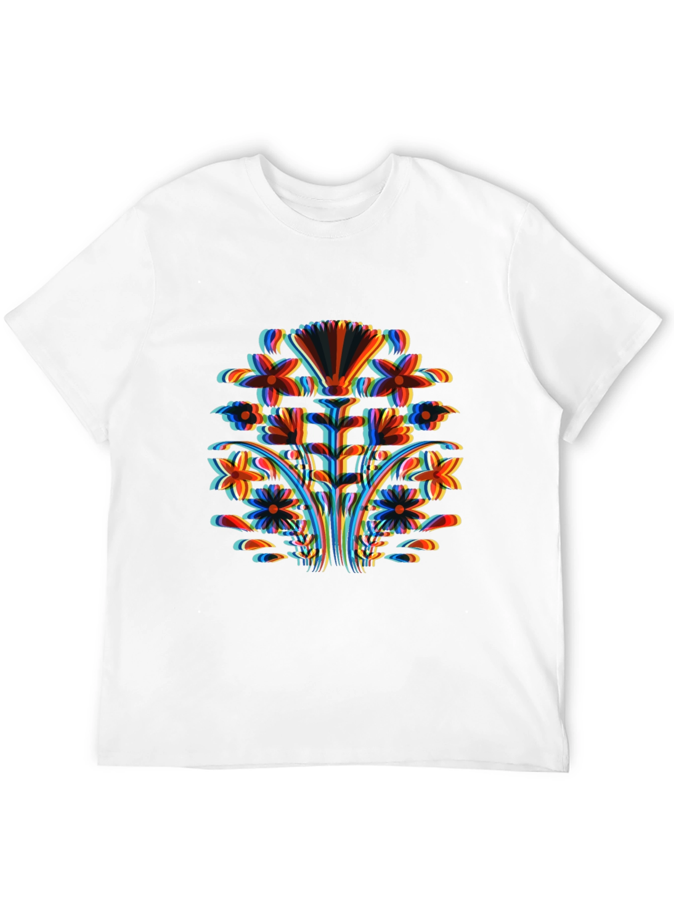Abstract Floral Print Black T-Shirt