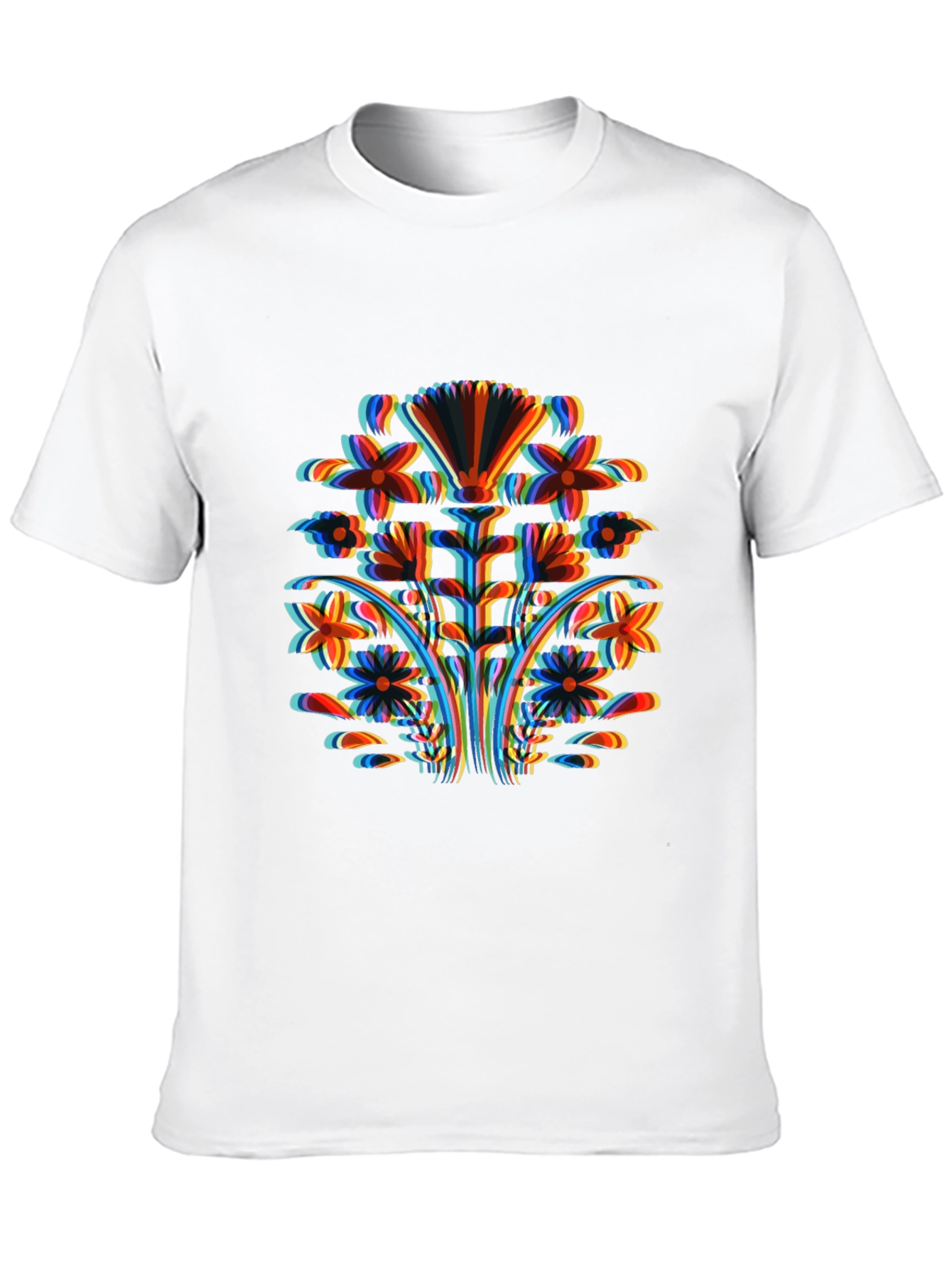 Abstract Floral Print Black T-Shirt