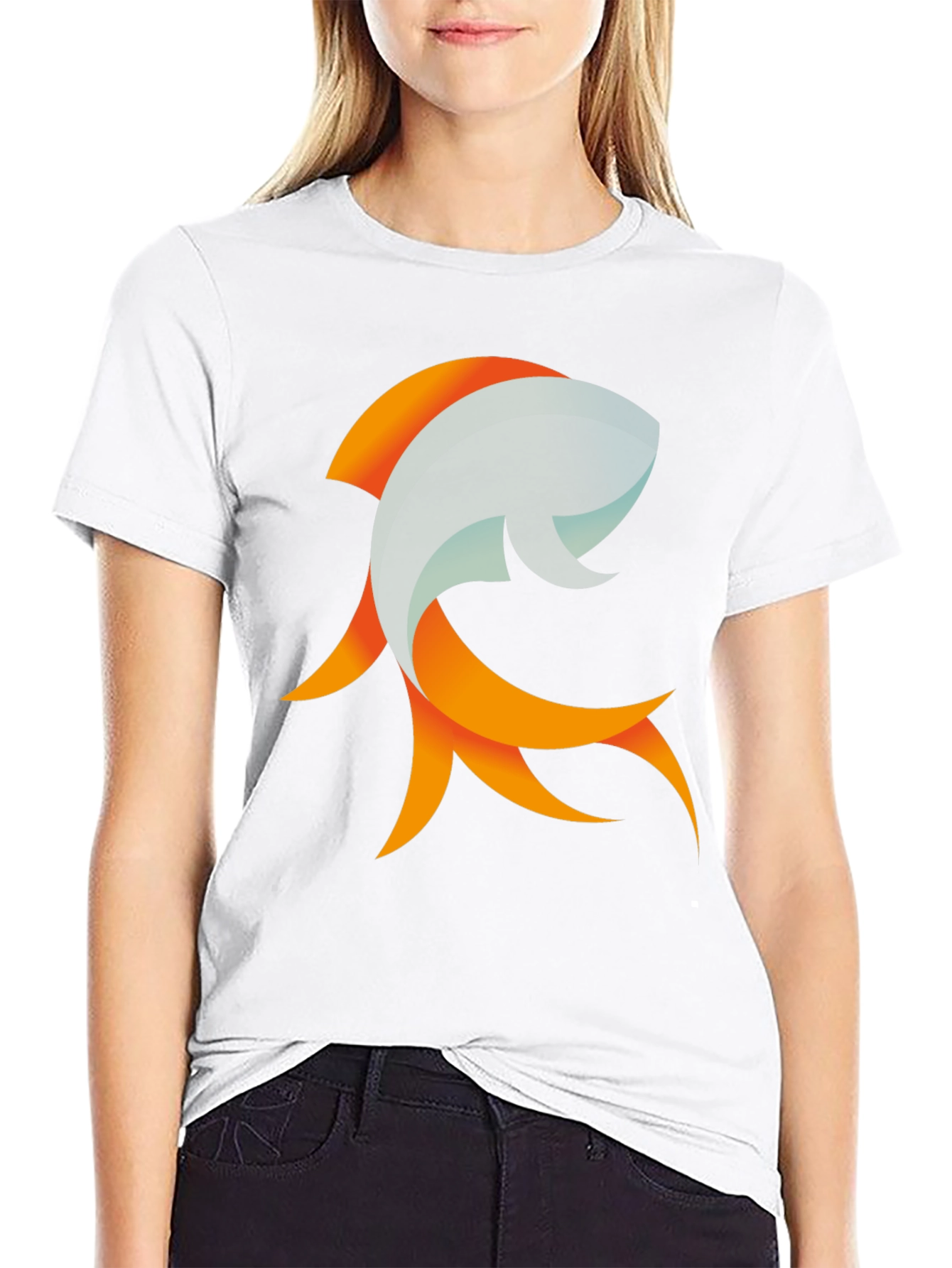 Abstract Fish Graphic Black T-Shirt