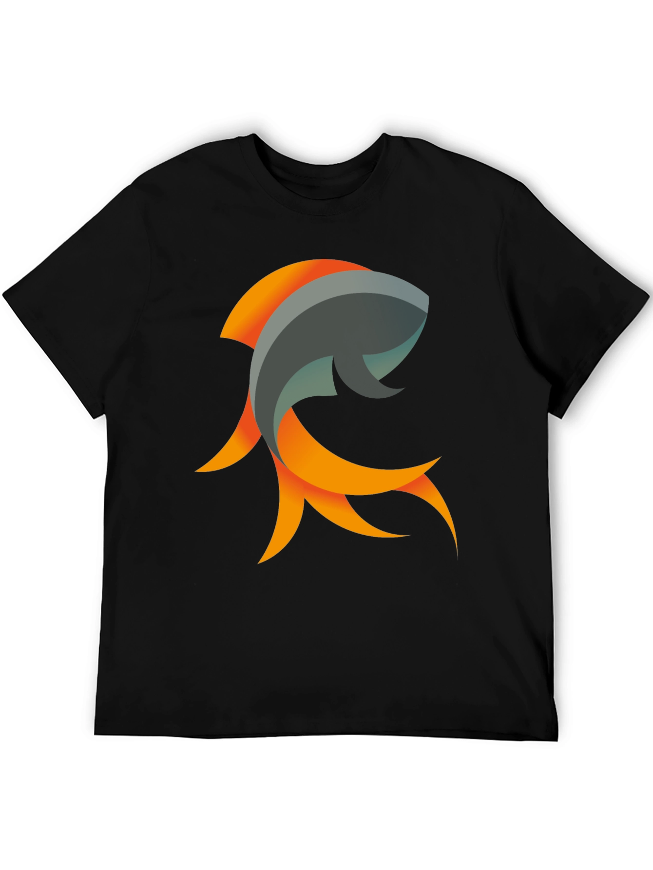 Abstract Fish Graphic Black T-Shirt