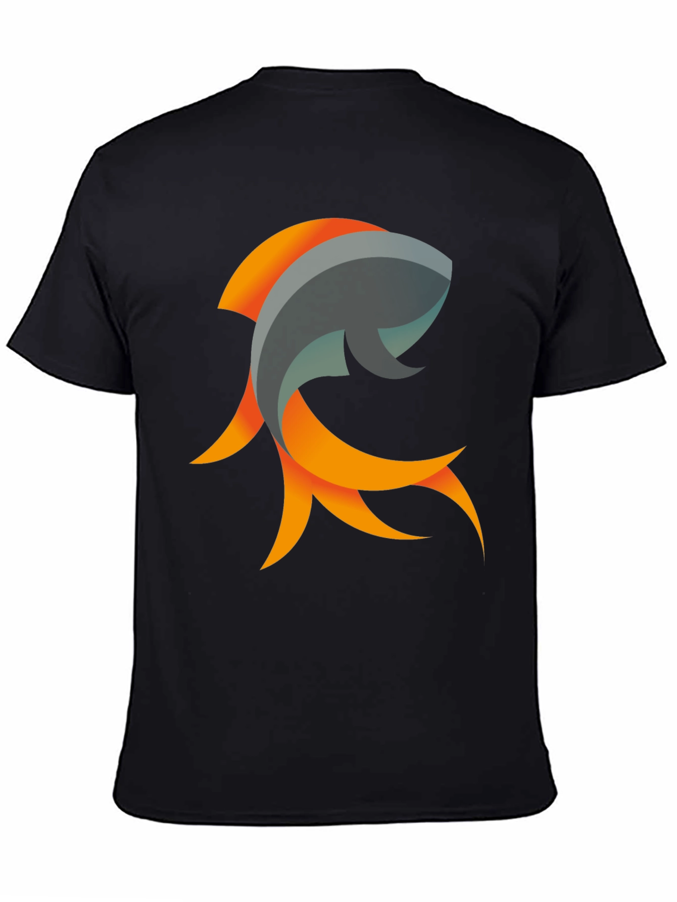 Abstract Fish Graphic Black T-Shirt