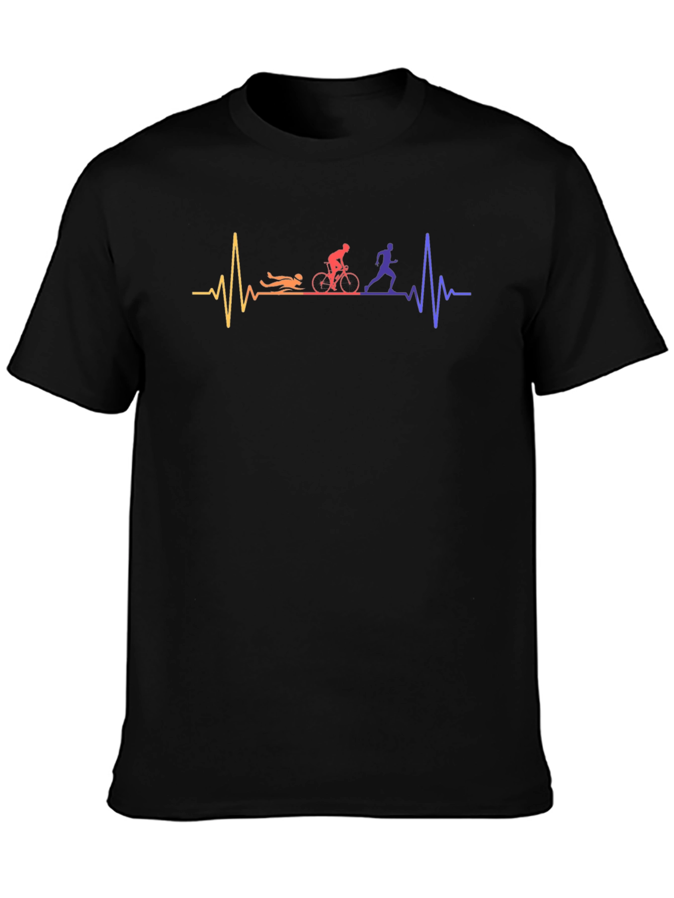 Triathlon Heartbeat T-Shirt - Swim Bike Run Pulse Tee