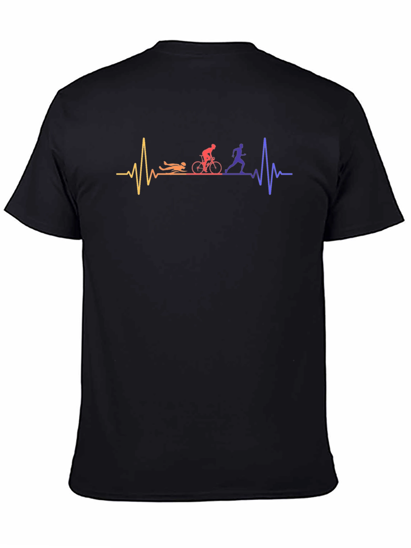Triathlon Heartbeat T-Shirt - Swim Bike Run Pulse Tee