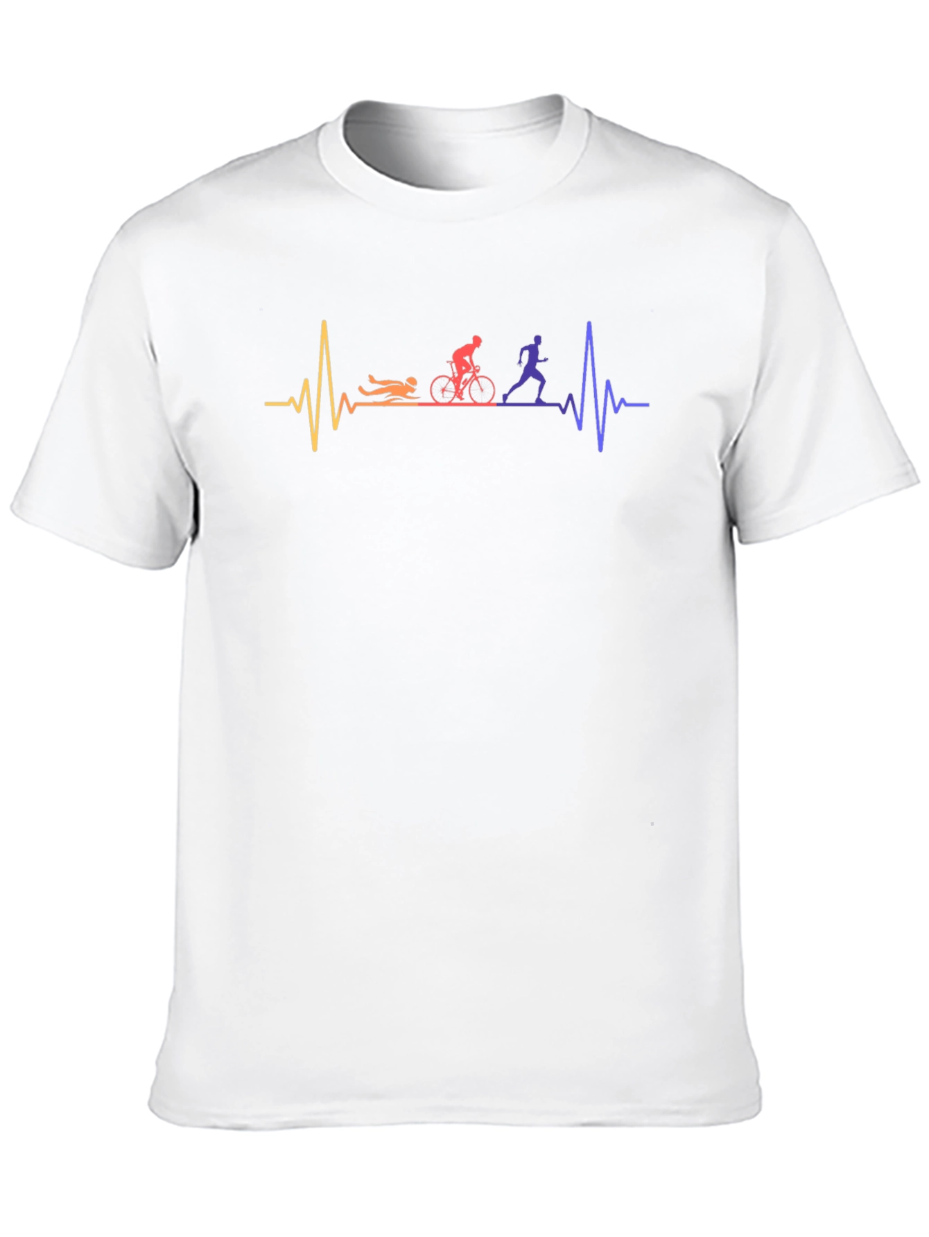 Triathlon Heartbeat T-Shirt - Swim Bike Run Pulse Tee