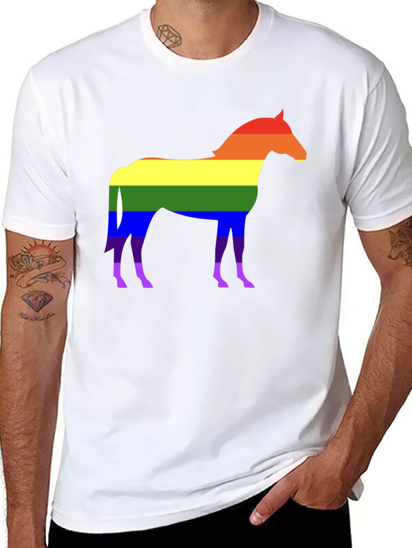 Pride Horse Graphic T-Shirt - Stylish Rainbow Design