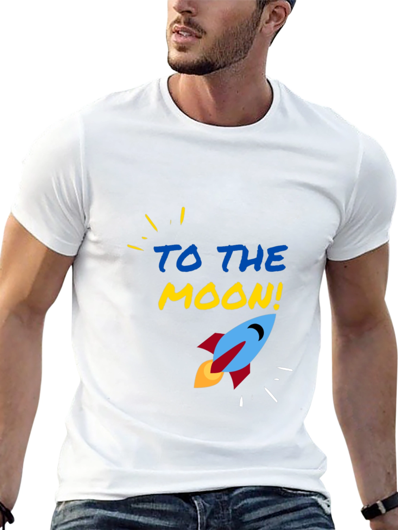 To The Moon Rocket Graphic Tee - Black