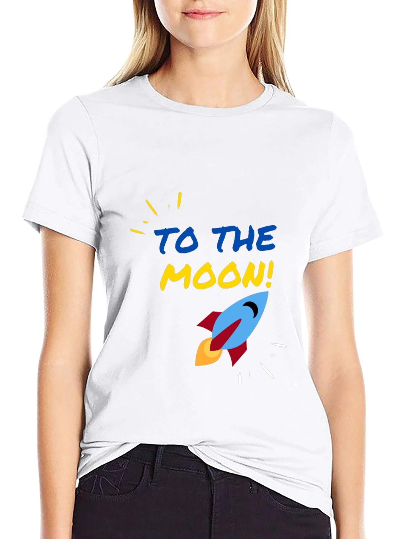 To The Moon Rocket Graphic Tee - Black