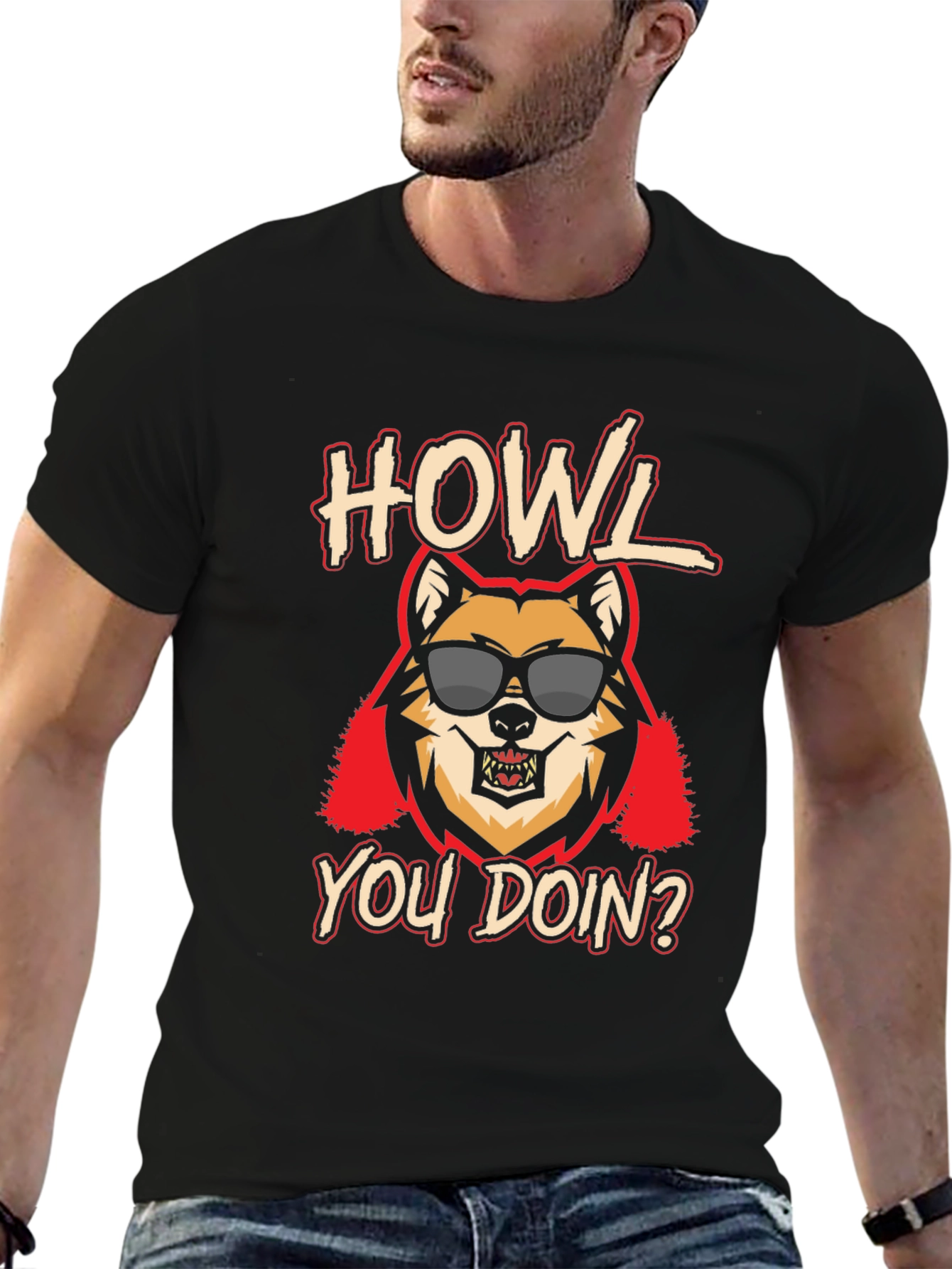 Howl You Doin? Graphic Print Mens T-Shirt