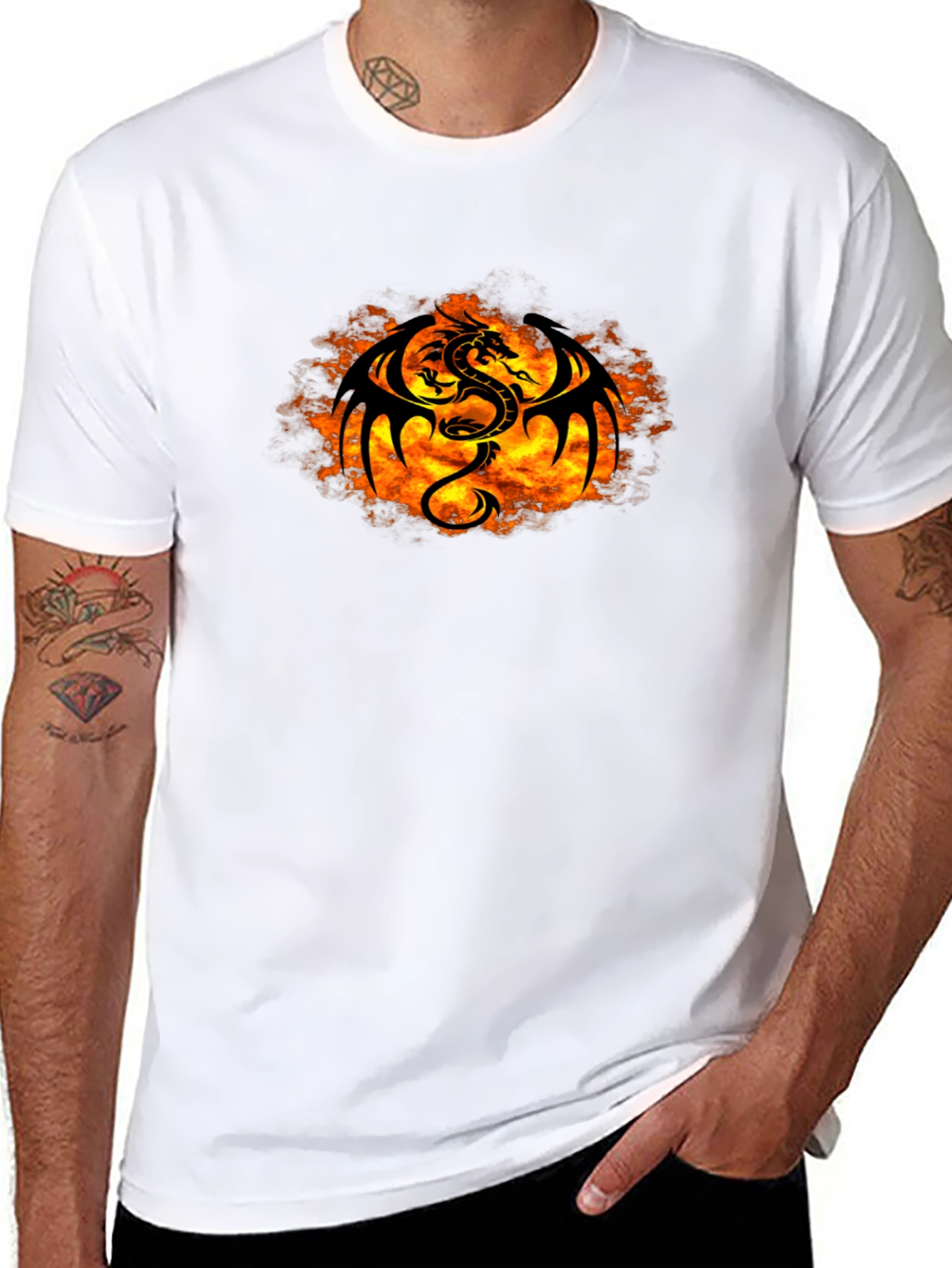 Fiery Dragon Graphic Black T-Shirt