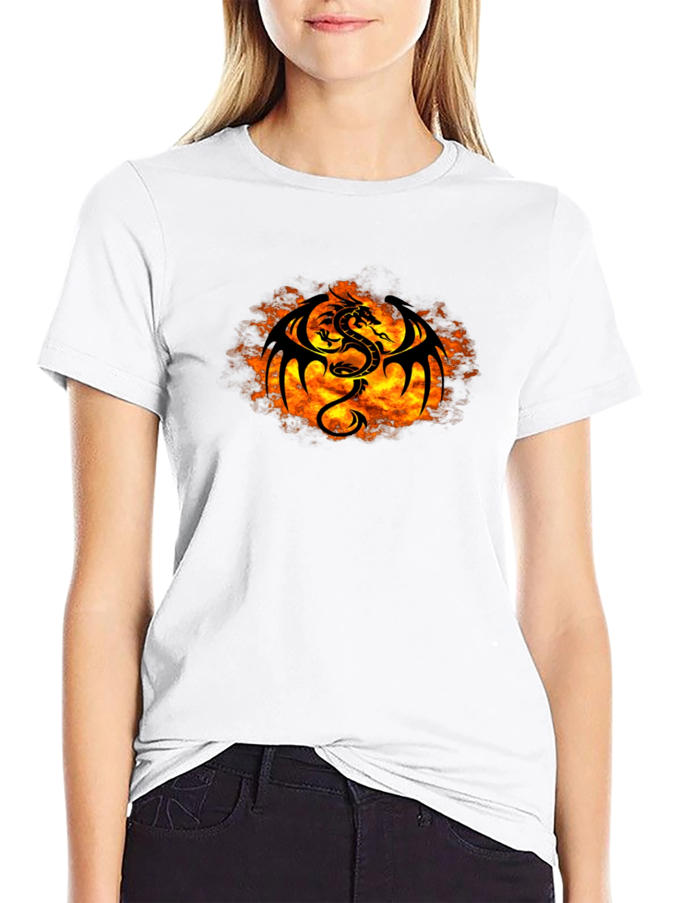Fiery Dragon Graphic Black T-Shirt