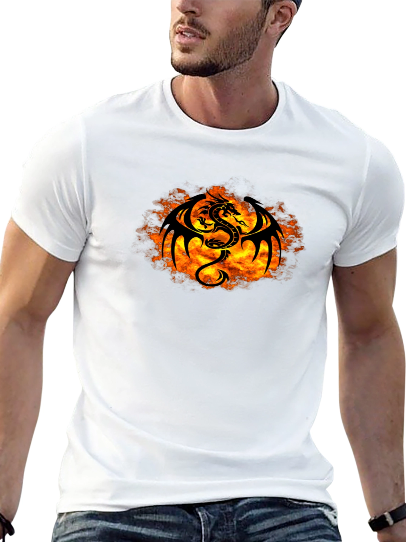 Fiery Dragon Graphic Black T-Shirt