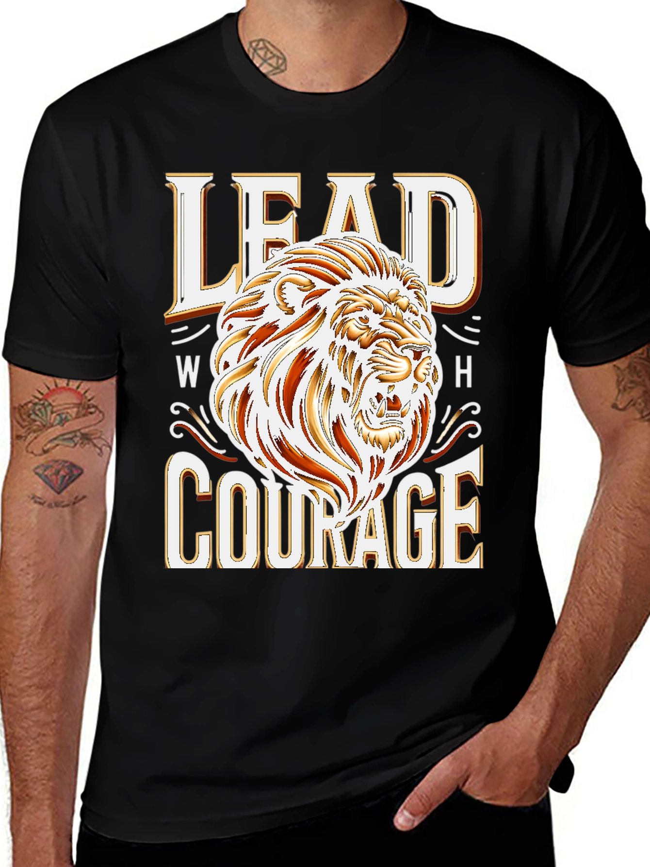 Lead With Courage T-Shirt - Lion Graphic