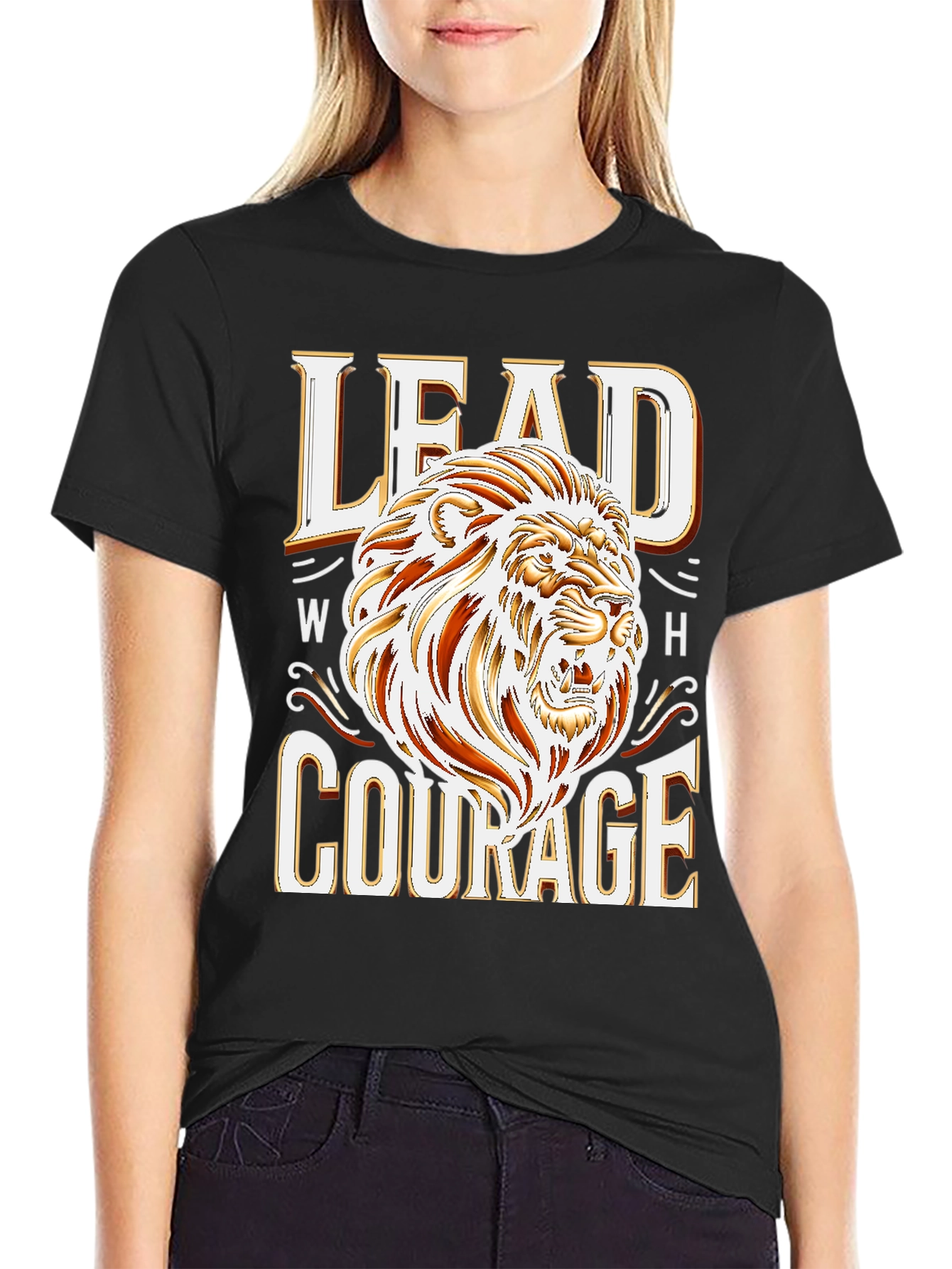 Lead With Courage T-Shirt - Lion Graphic