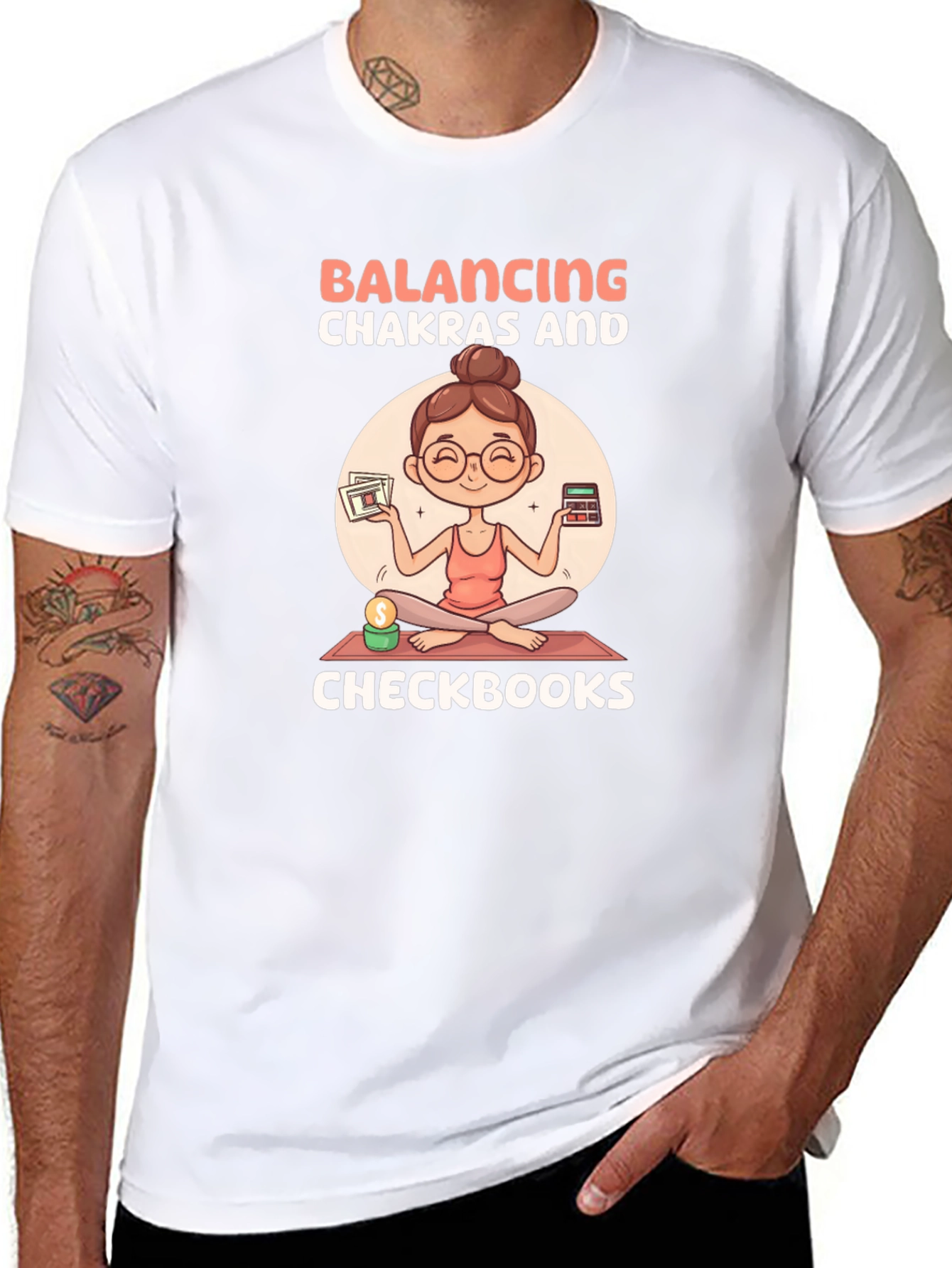 Balancing Chakras & Checkbooks Black T-Shirt