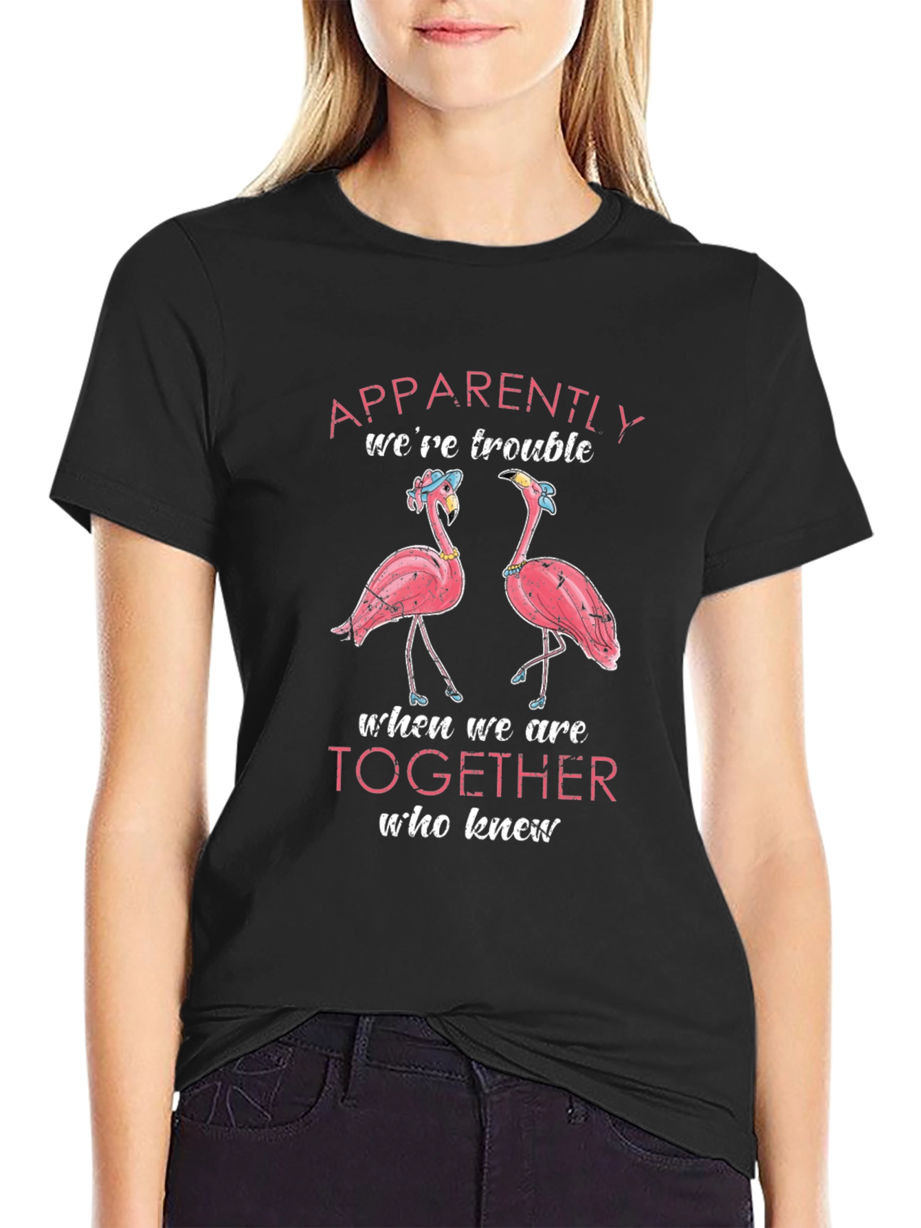Flamingo Trouble Together Graphic T-Shirt