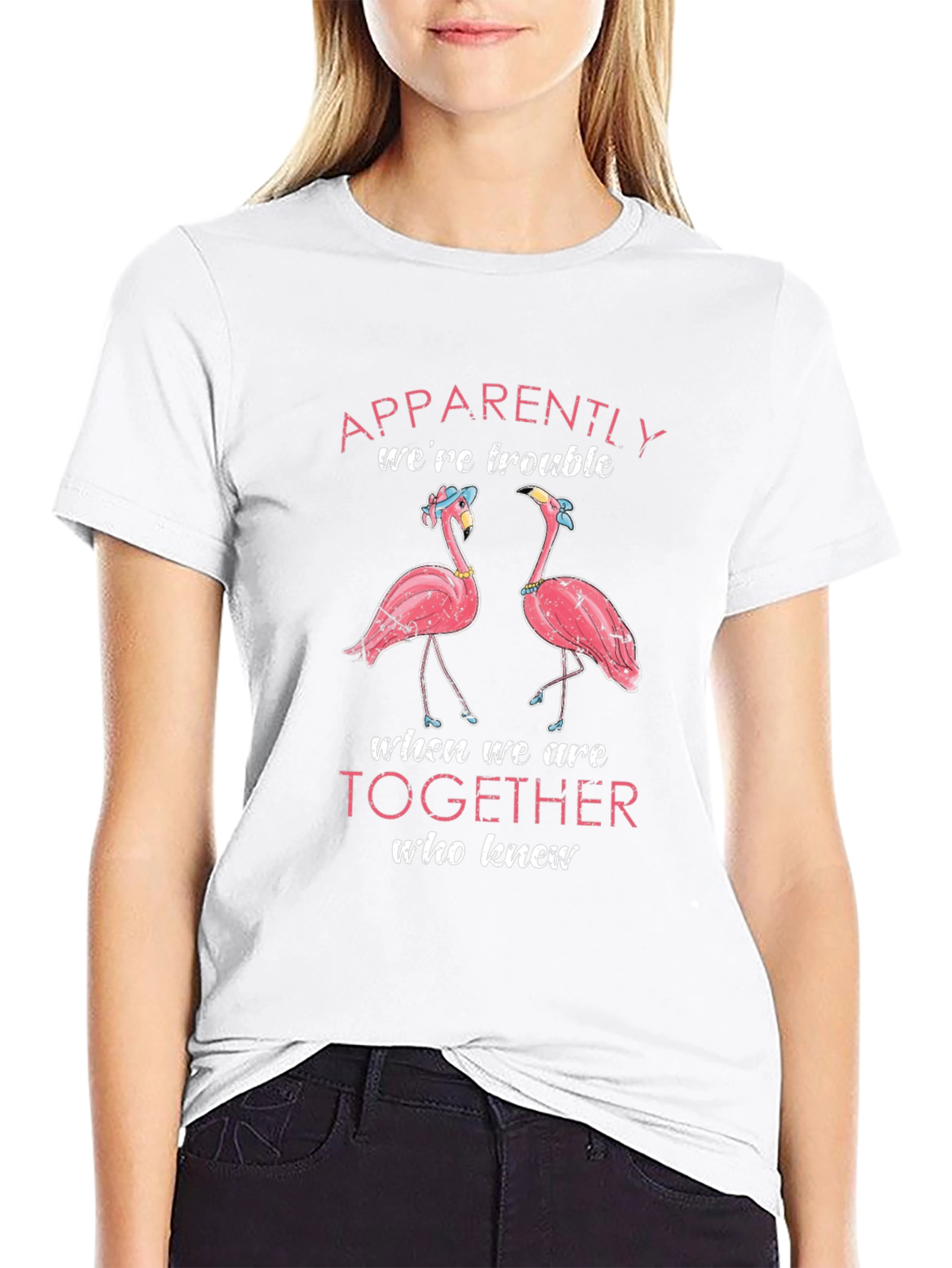 Flamingo Trouble Together Graphic T-Shirt