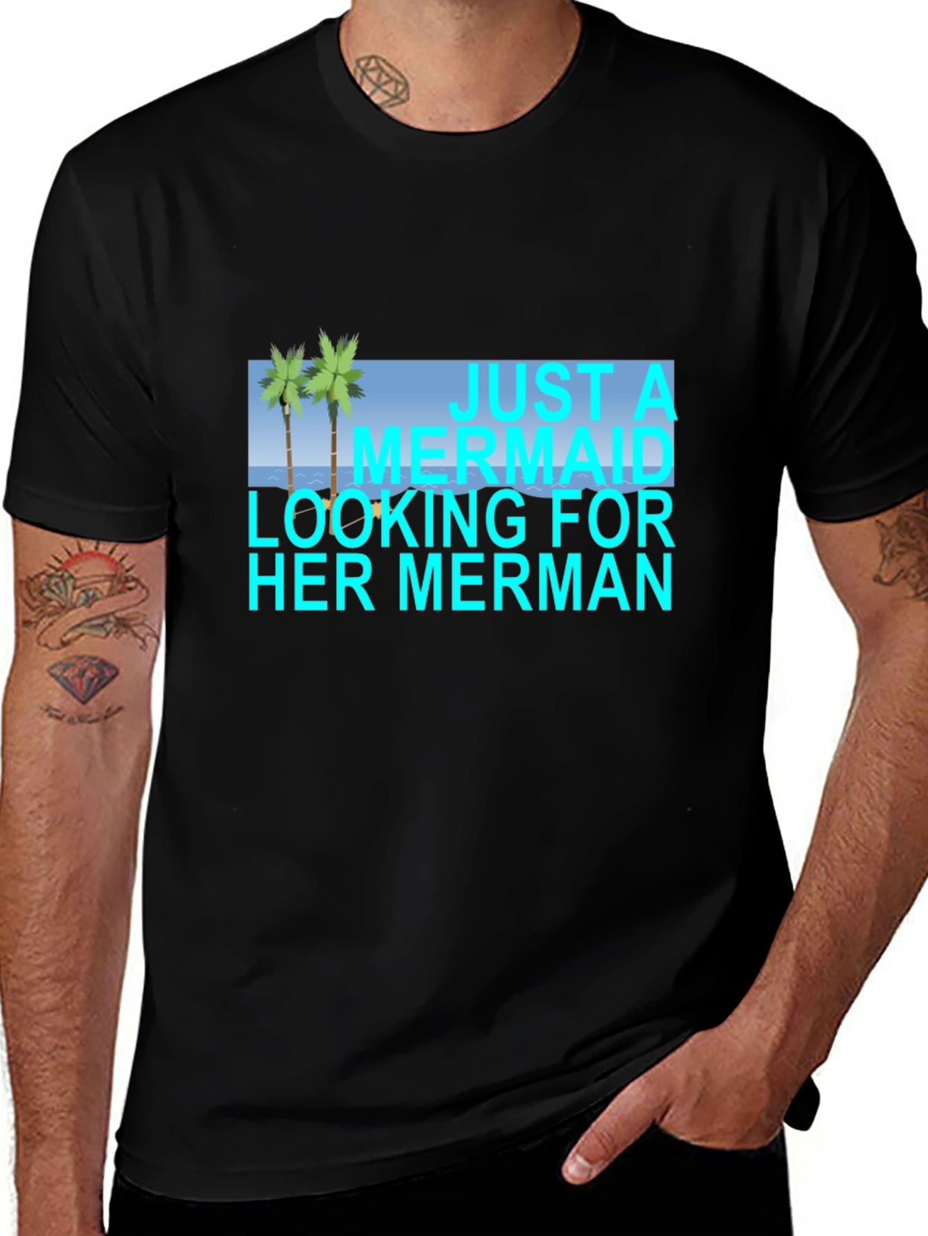 Mermaid Merman Graphic Tee - Beach Lover T-Shirt